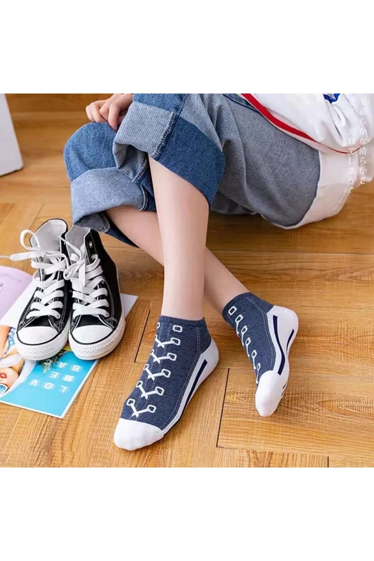 çorapkolik 5'li Unisex Desenli Renkli Kısa Patik Bilek Çorap görsel 5