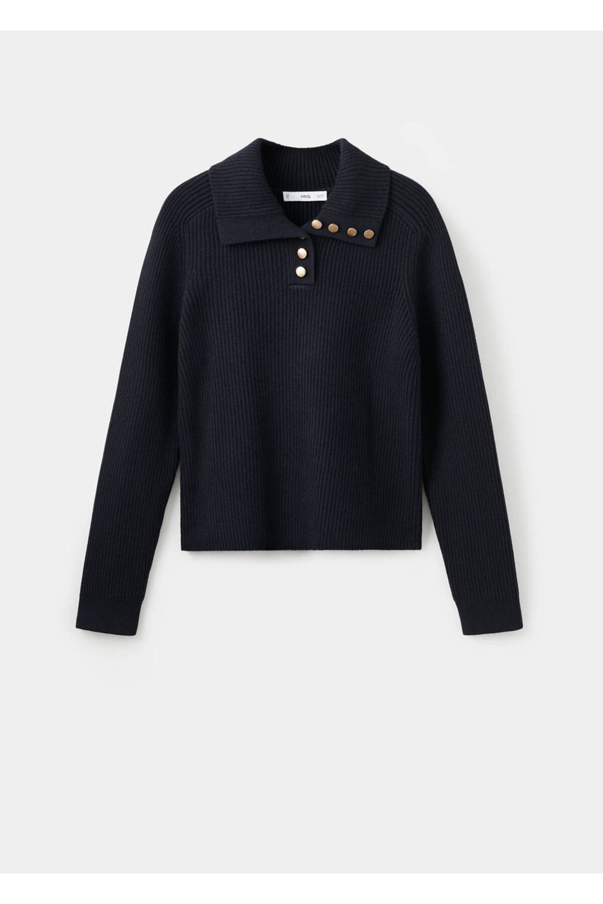 MANGO Woman Polo yaka düğmeli ribana kazak görsel 3