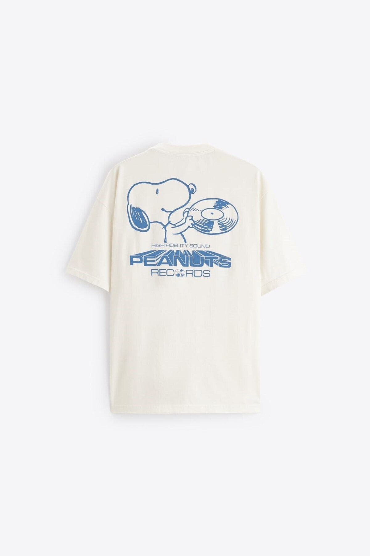 The Champ Clothing Bisiklet Yaka Peanuts Records Baskılı Oversize Beyaz Erkek T-shirt görsel 6