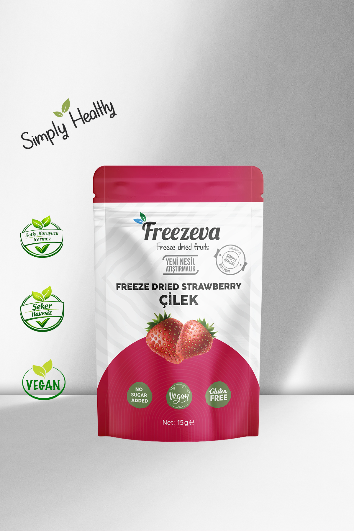 Freezeva Dondurularak Kurutulmuş Dilim Çilek 15 gr - Freeze Dried