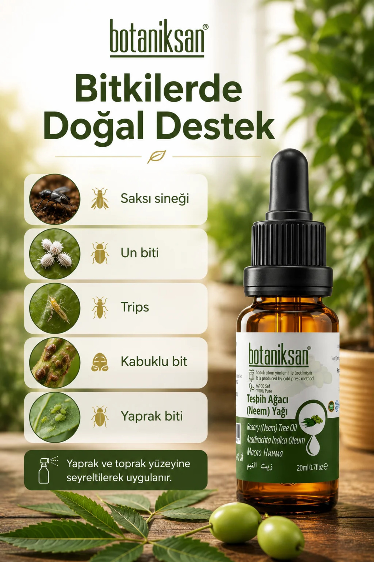 Tesbih Ağacı (Neem) Yağı 20 ml %100 Saf Soğuk Sıkım Bitki, Cilt ve Saç Bakımı İçin — TESBİH AĞACI NEEM YAĞI 20ML — تصویر 2 از 8