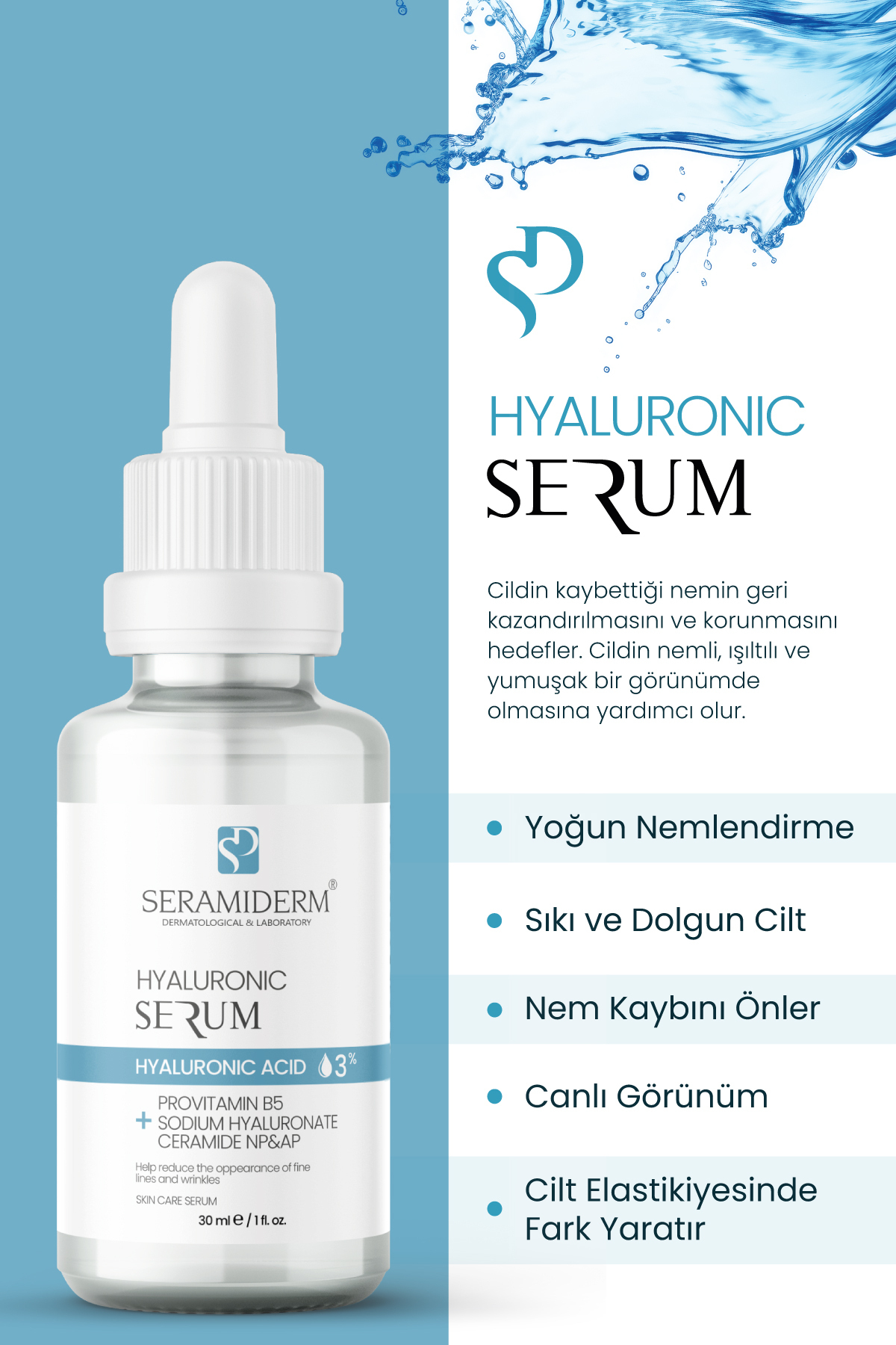 Yoğun Nemlendirme ve Dolgun Görünüm Etkili, Yenileyici Hyalüronik Asit Cilt Serumu 30ml — SR0004 — تصویر 4 از 6