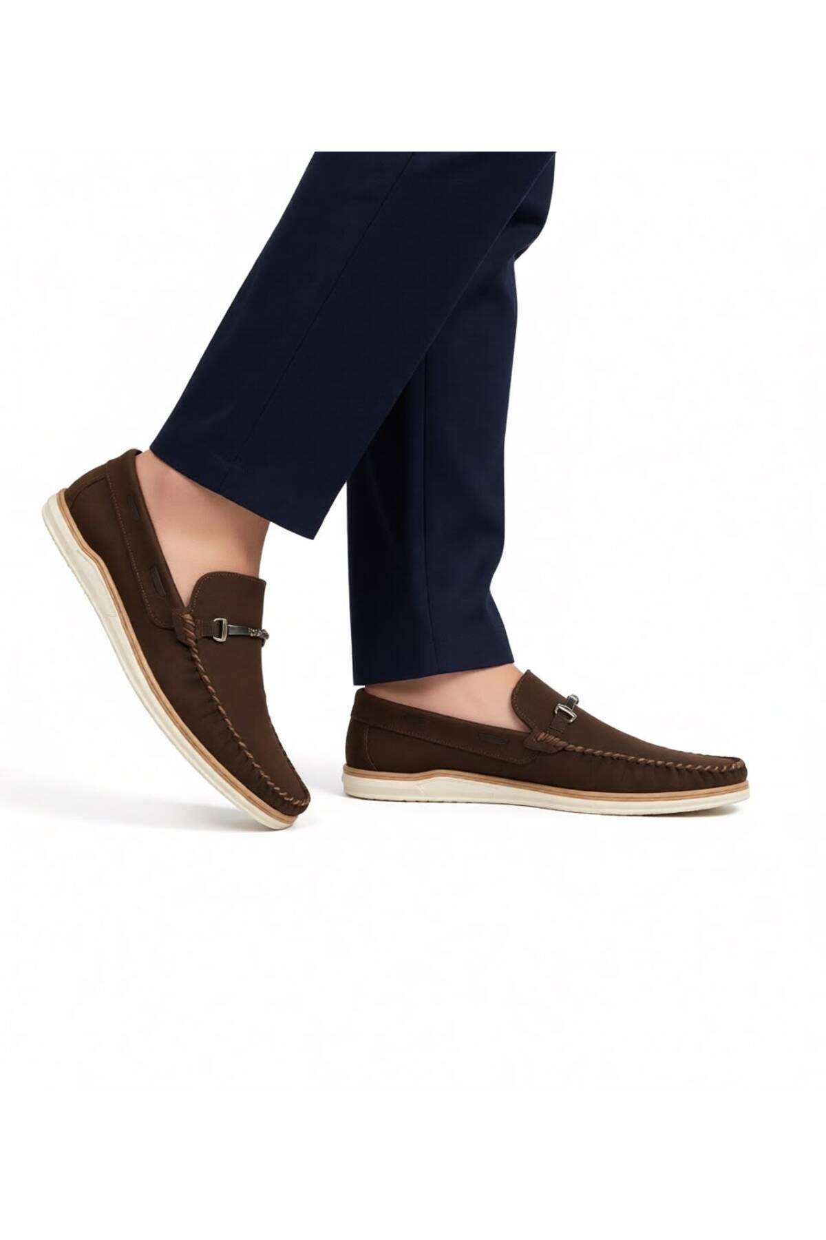 Slope Erkek Kahverengi Hakiki Deri Bağcıksız Günlük Casual Ayakkabı Comfort Taban 902 görsel 6
