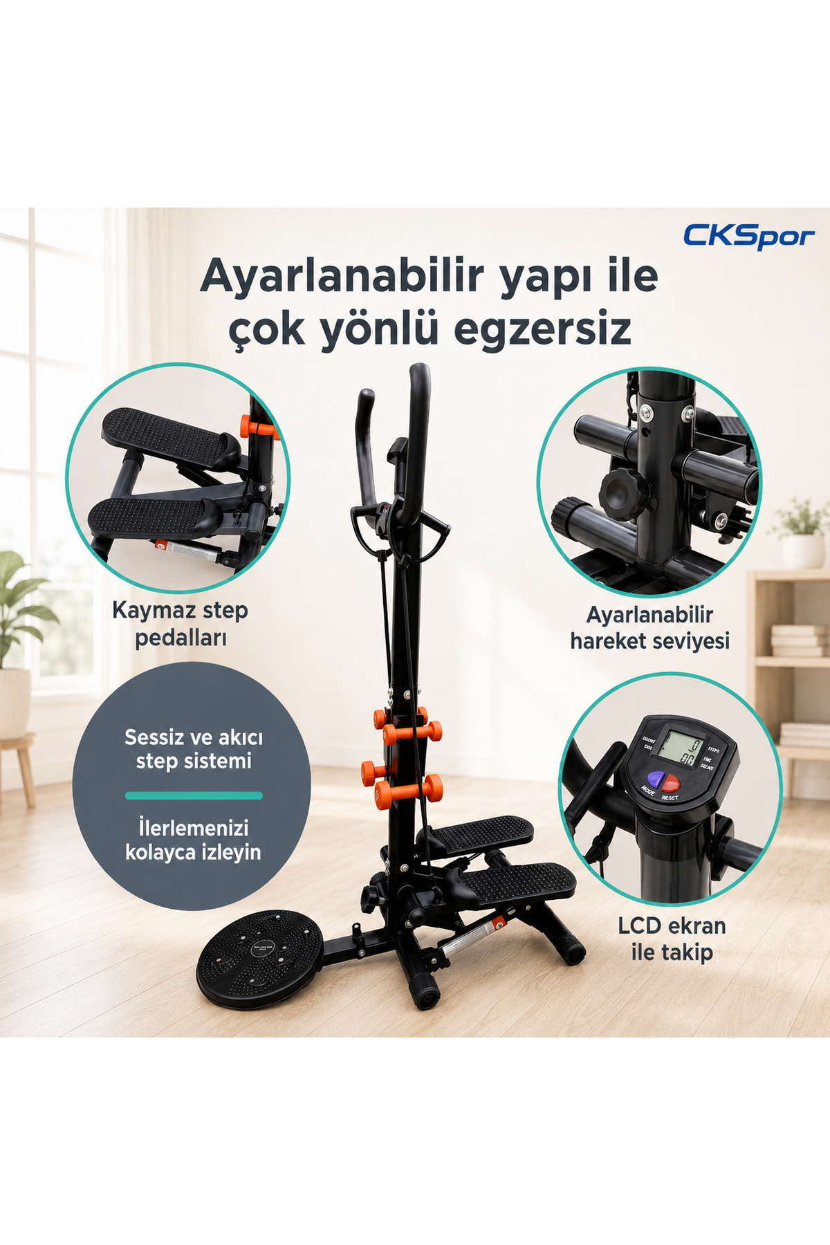 CKSpor Multi Fonksiyonel Stepper Egzersiz Aleti Stepper + Dumbell