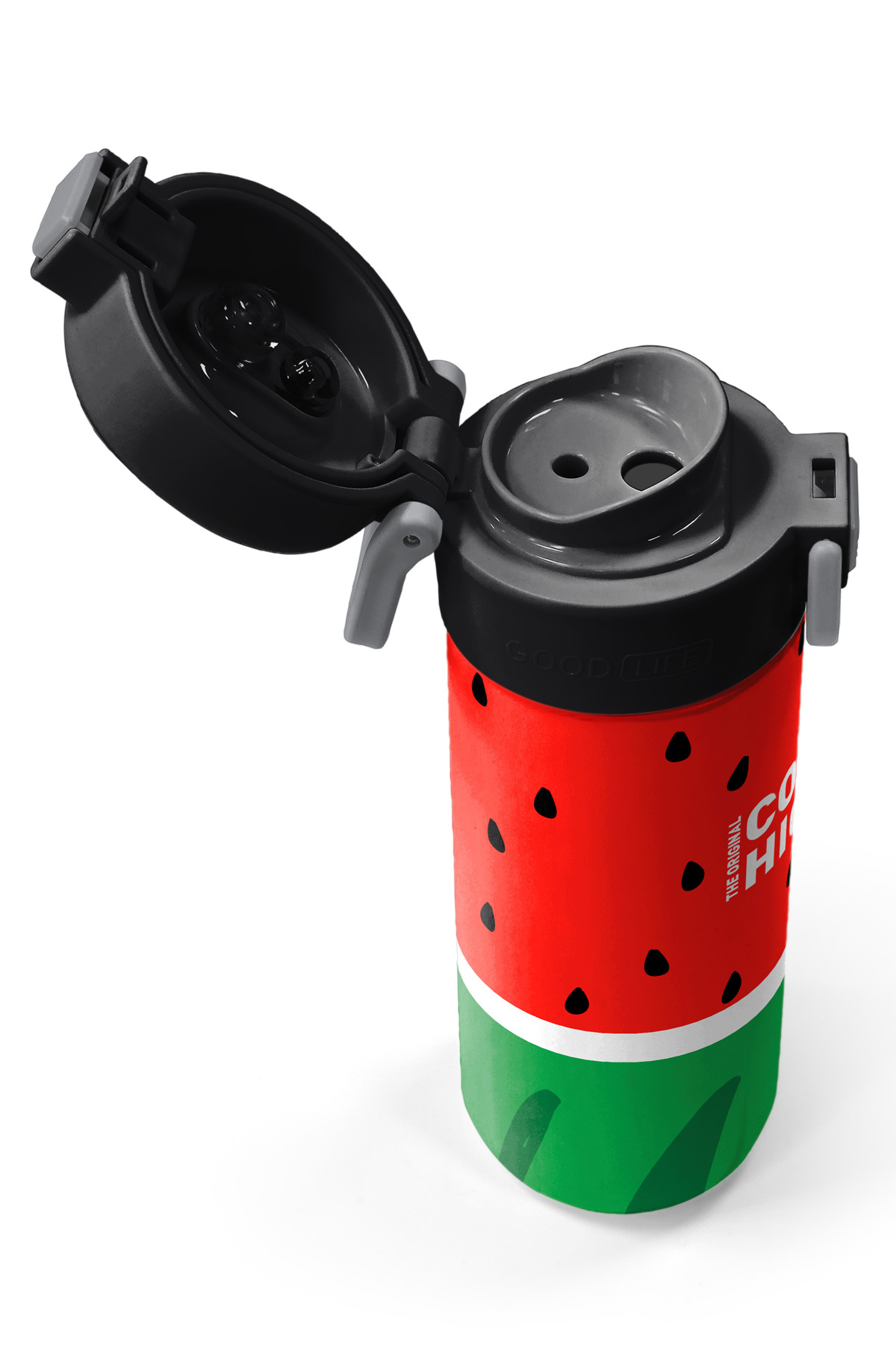 Kids Kırmızı Yeşil Karpuz Desenli Pipetli ve Direkt İçim Çelik Termos 500 ml 31866