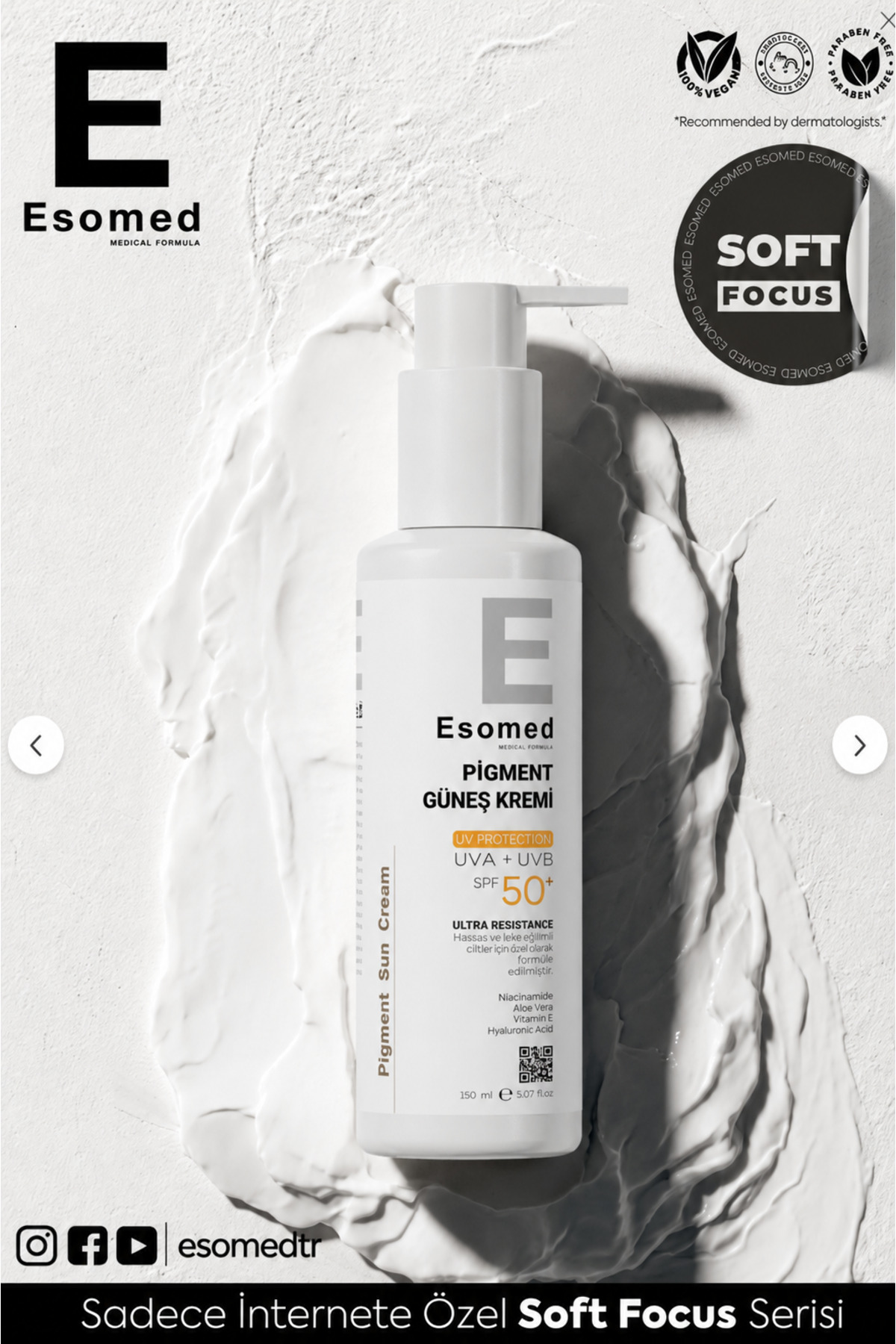 Daha Hassas Ciltler İçin Güneş Kremi SPF50+ Yüksek Koruma Göz Yakmayan Terletmeyen Leke Karşıtı Aydınlatıcı Etkili — pigment-soft — تصویر 7 از 9