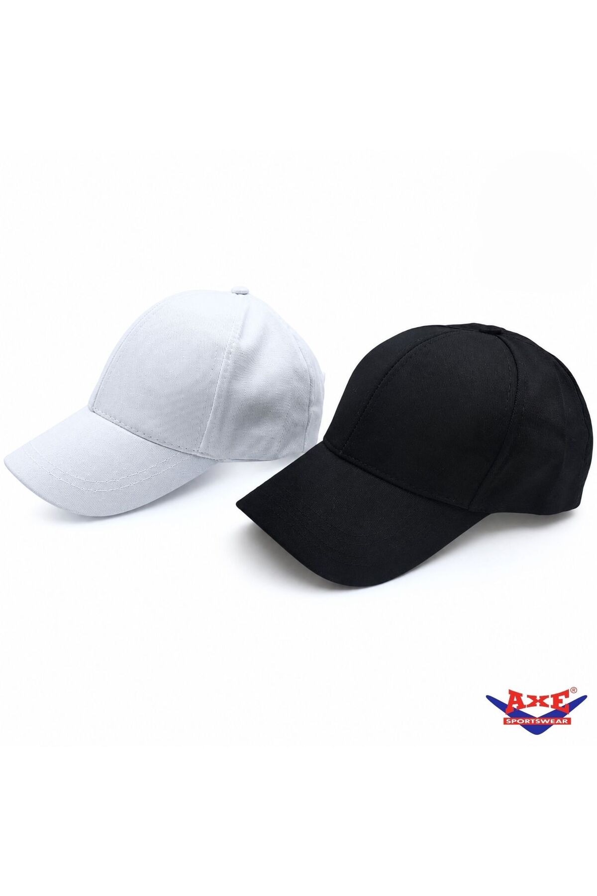 AXE SPORTSWEAR Summer 2-Piece Black and White Adjustable Velcro Back Sports Baseball Cap Hat