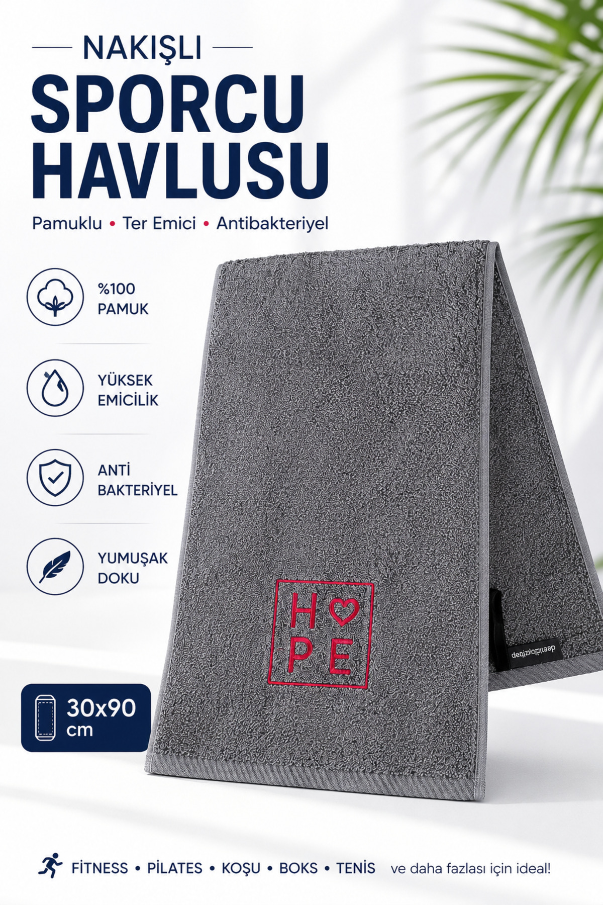 Embroidered Sports Towel Cotton, Anti-bacterial, Sweat Absorbing Fitness Plates Boxing Tennis Sports Towel