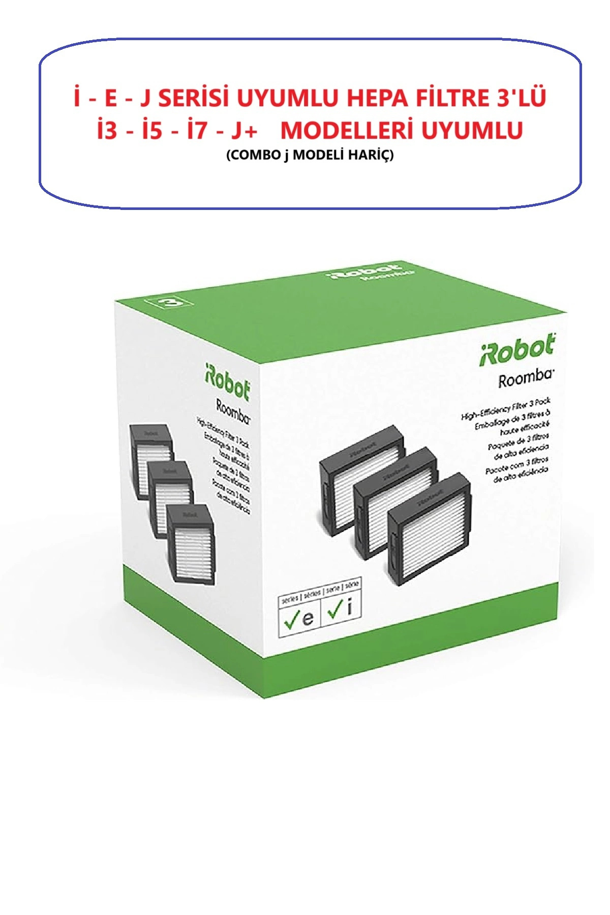 iRobot Roomba i3 - E5 - i7 - J7 Orijinal Hepa Filtre 3 Adet