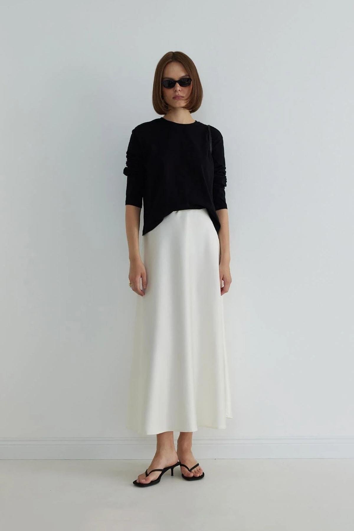 Ecru Satin Skirt