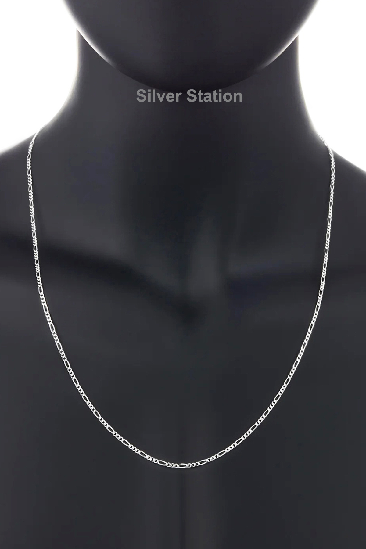 Silver Station 925 Ayar Gümüş Kolye - Figaro Gümüş Zincir Kolye - Kalın Gümüş Kolye görsel 3