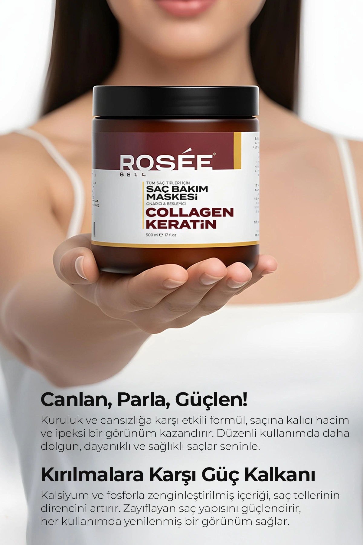 ماسک مراقبت از مو کلاژن و کراتین، ماسک موی ترمیم کننده کلاژن ۵۰۰ میلی لیتر — ROSEHAIR1 — تصویر 3 از 4