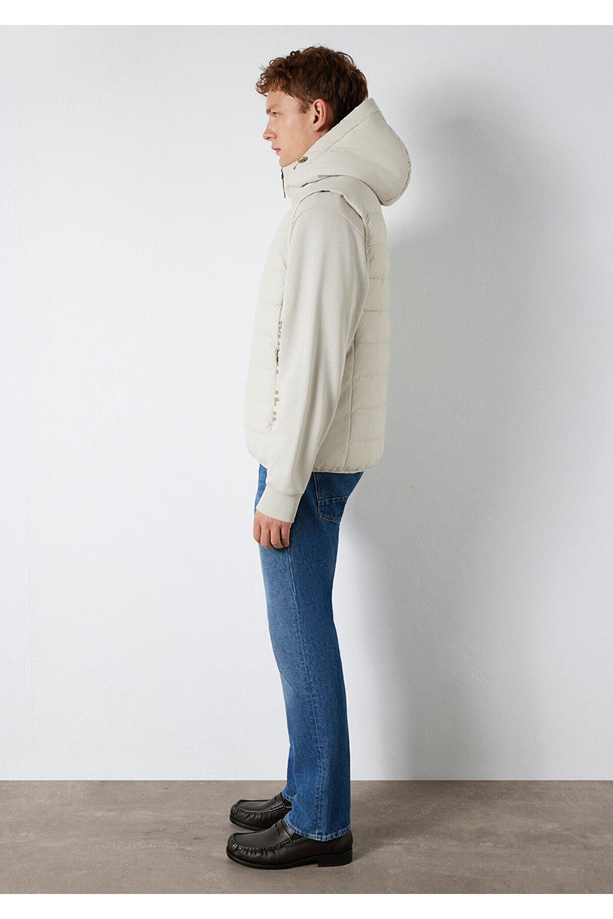 Mavi Kapüşonlu Yelek Ay Taşı Beji Erkek Non Denim Yelek M0110554-70144 görsel 5
