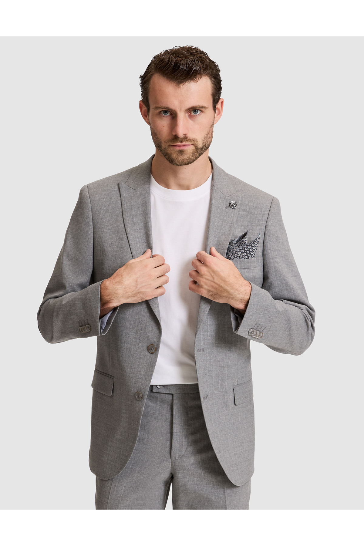 Pierre Cardin Füme Extra Slim Fit Kırlangıç Yaka Çizgili Takım Elbise 50325234-VR058 görsel 5