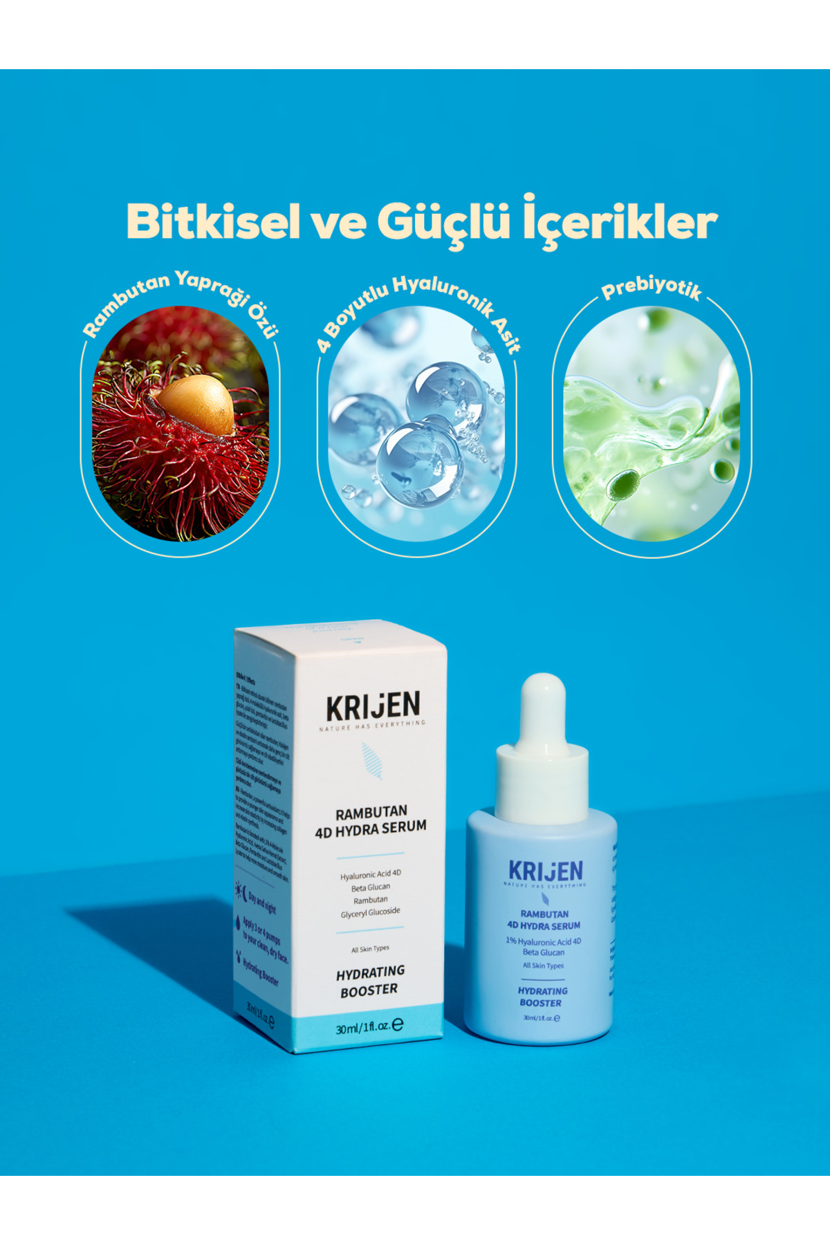RAMBUTAN 4D Hydra Yoğun Nemlendirici Serum | Hyaluronic Acid 4D + Beta Glucan — Hydra Serum — تصویر 4 از 8
