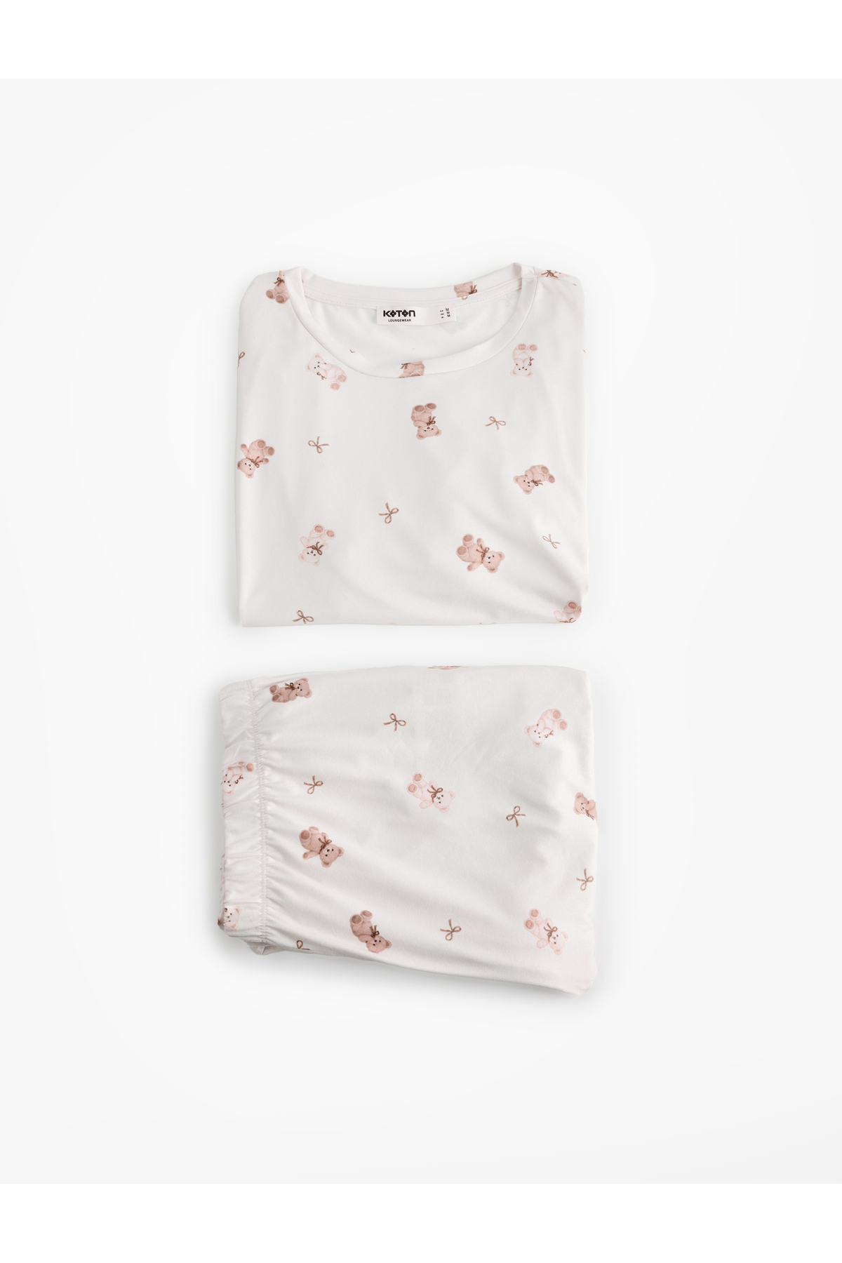 Koton Comfortable Fit Crew Neck Short Sleeve Printed Pajama Set
