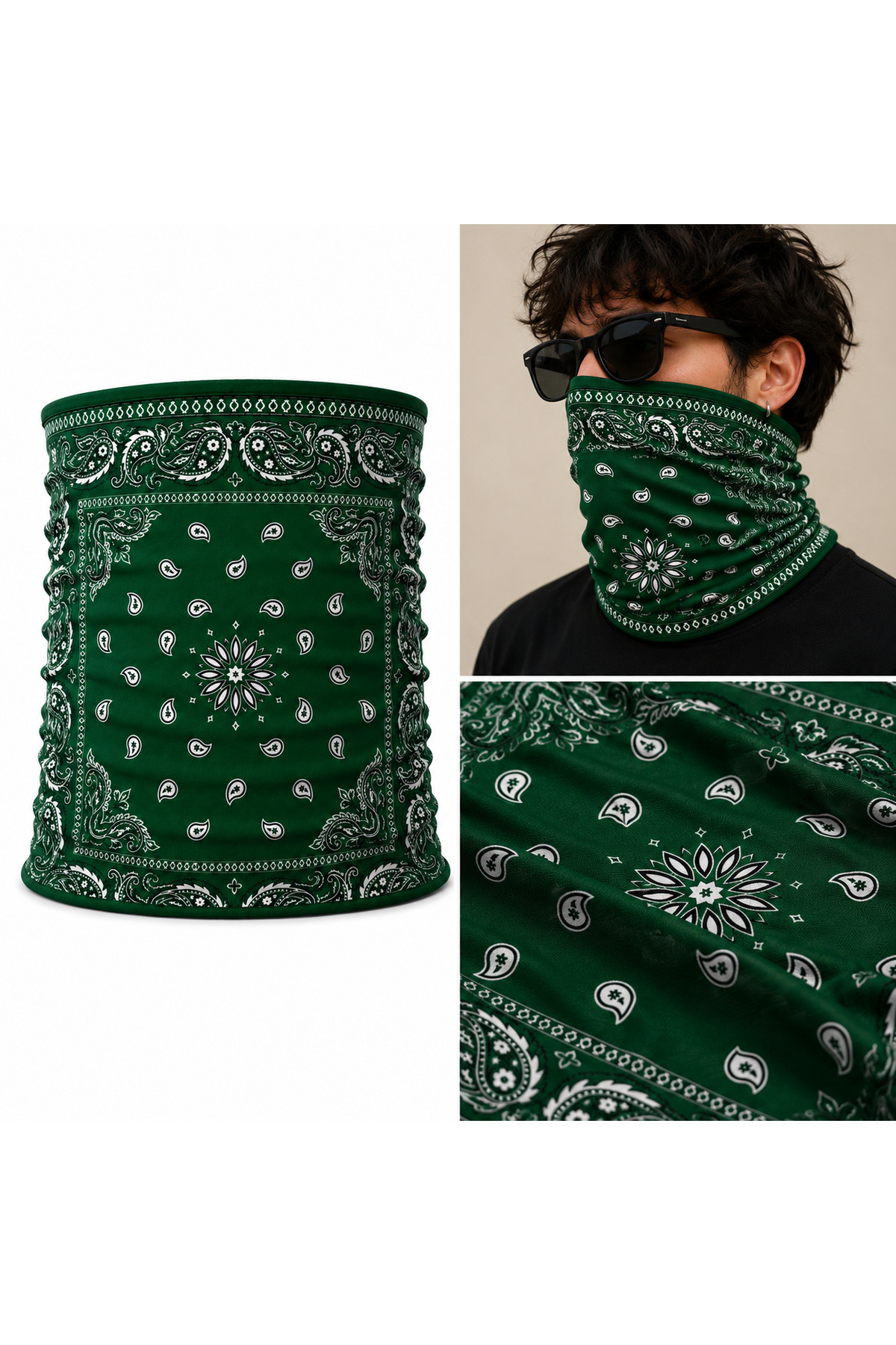 FG KONNİCHİWA Bandana Siyah Etnik Bandana Yüz Maskesi ve Boyunluk ve Günlük ve Motosiklet Kullanımı UV Korumalı Çok Amaçlı Boyunluk