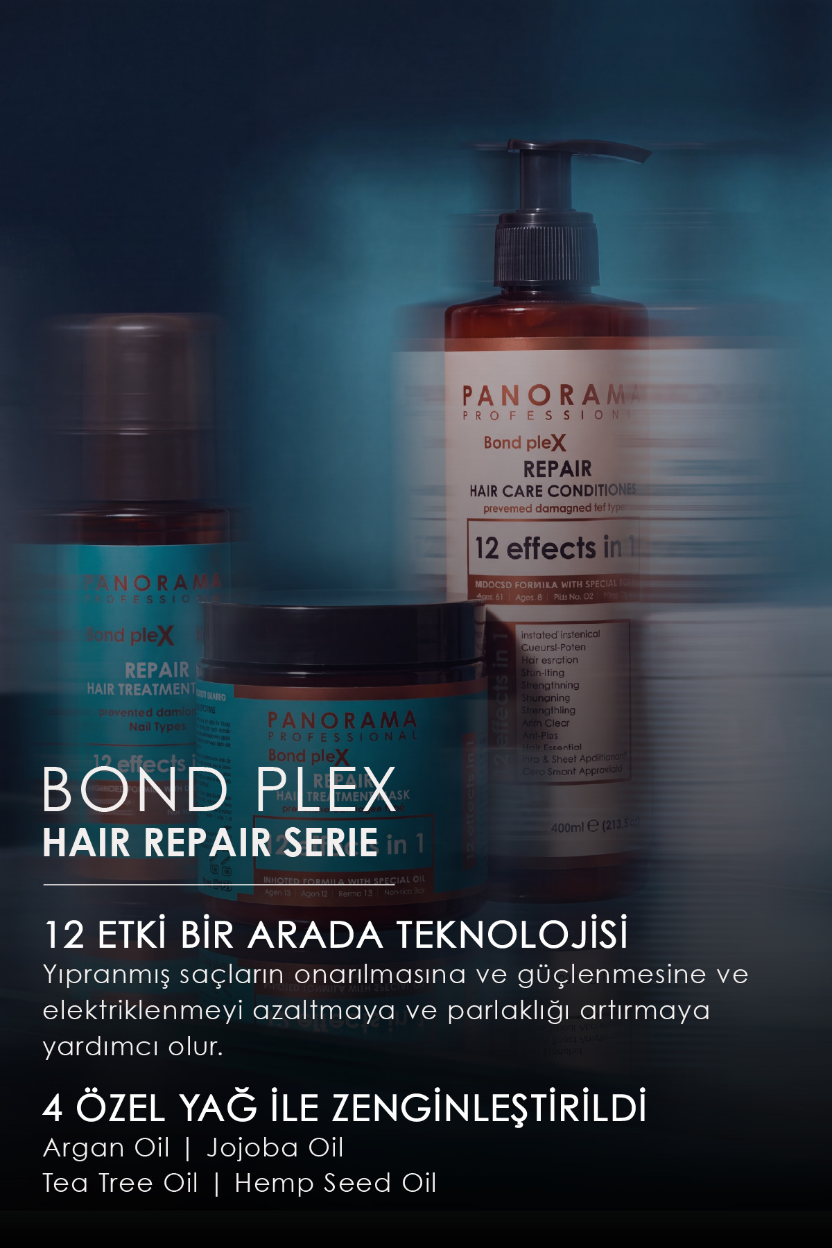 5'li Bond Plex Yoğun Onarıcı Saç Bakım Seti | Yıpranmış ve Hasarlı Saçlar İçin | Argan - Jojoba - Tea Tree - Seed 4 Yağ İçeren Formül — BP001 — تصویر 3 از 9