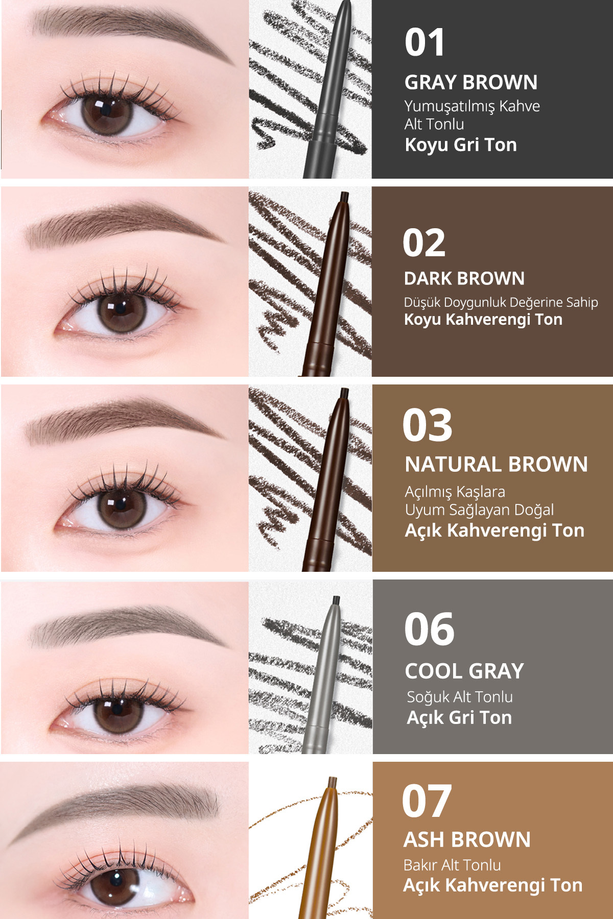Ultra İnce Uçlu, Doğal Görünüm Veren Kaş Kalemi PERIPERA Speedy Skinny Brow (7 Ash Brown) — قهوه‌ای 6342 — تصویر 4 از 9