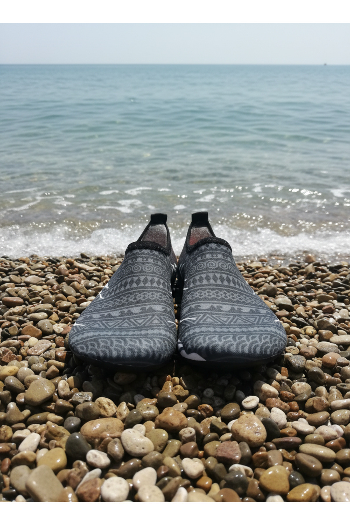 Sea&Blue Siyah Desenli Kaymaz Tabanlı Deniz Ayakkabısı - Esnek Plaj ve Havuz Ayakkabısı - Deniz Patiği görsel 5