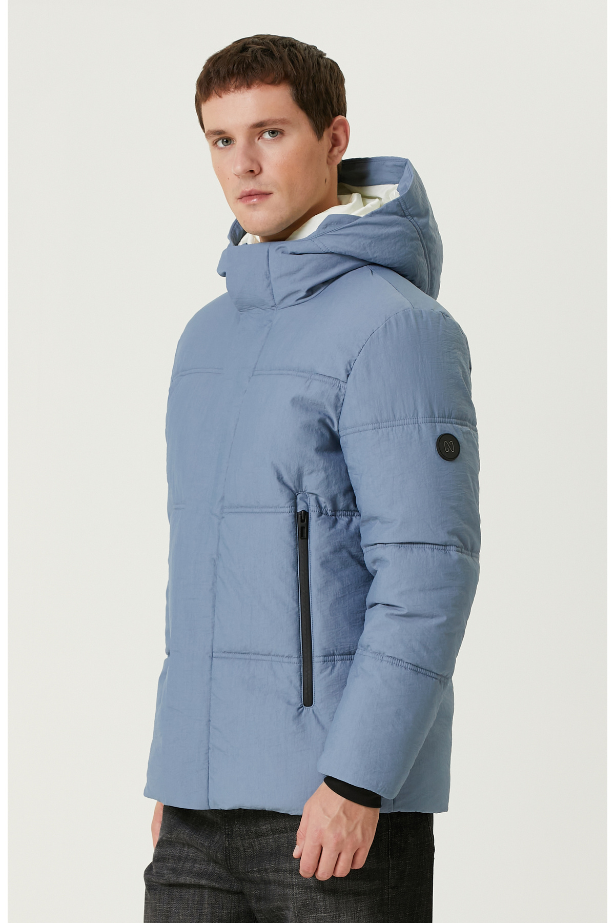 Mavi Kapüşonlu Kapitoneli Casual Kaban — آبی 1091859 — تصویر 4 از 8