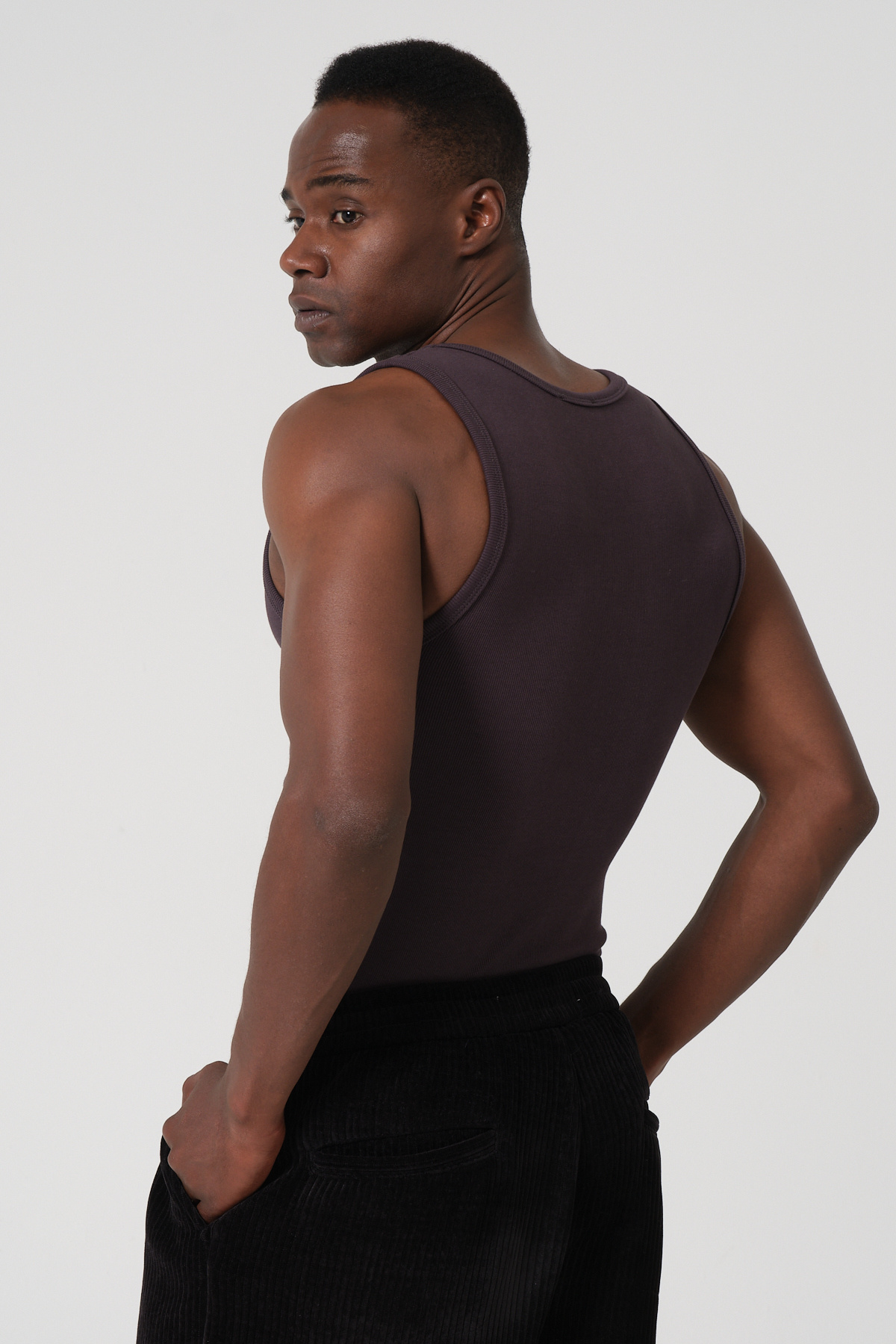 gamaro Erkek Halter Yaka penye kaşkorse fitted kalıp Sporcu Likralı Atlet görsel 4