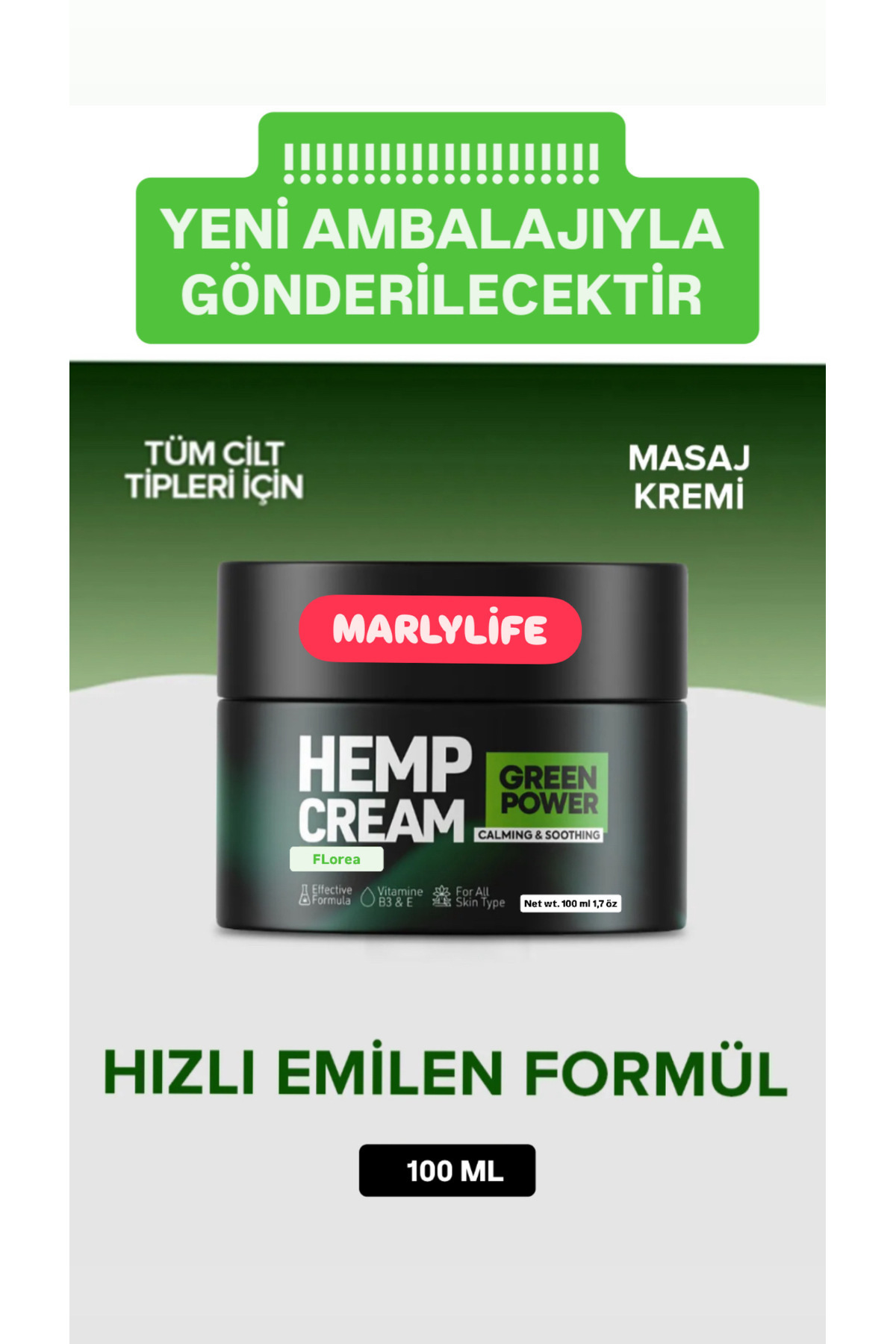 MARLYLİFE He.mp Cream Calming&soothing Kenevir Kremi 100 ml — 938493849293