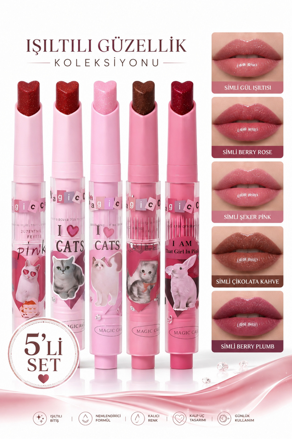 Gege Bear KOREAN Kalpli Jelly Lipstick SET - 5 ADET - Fiyatı