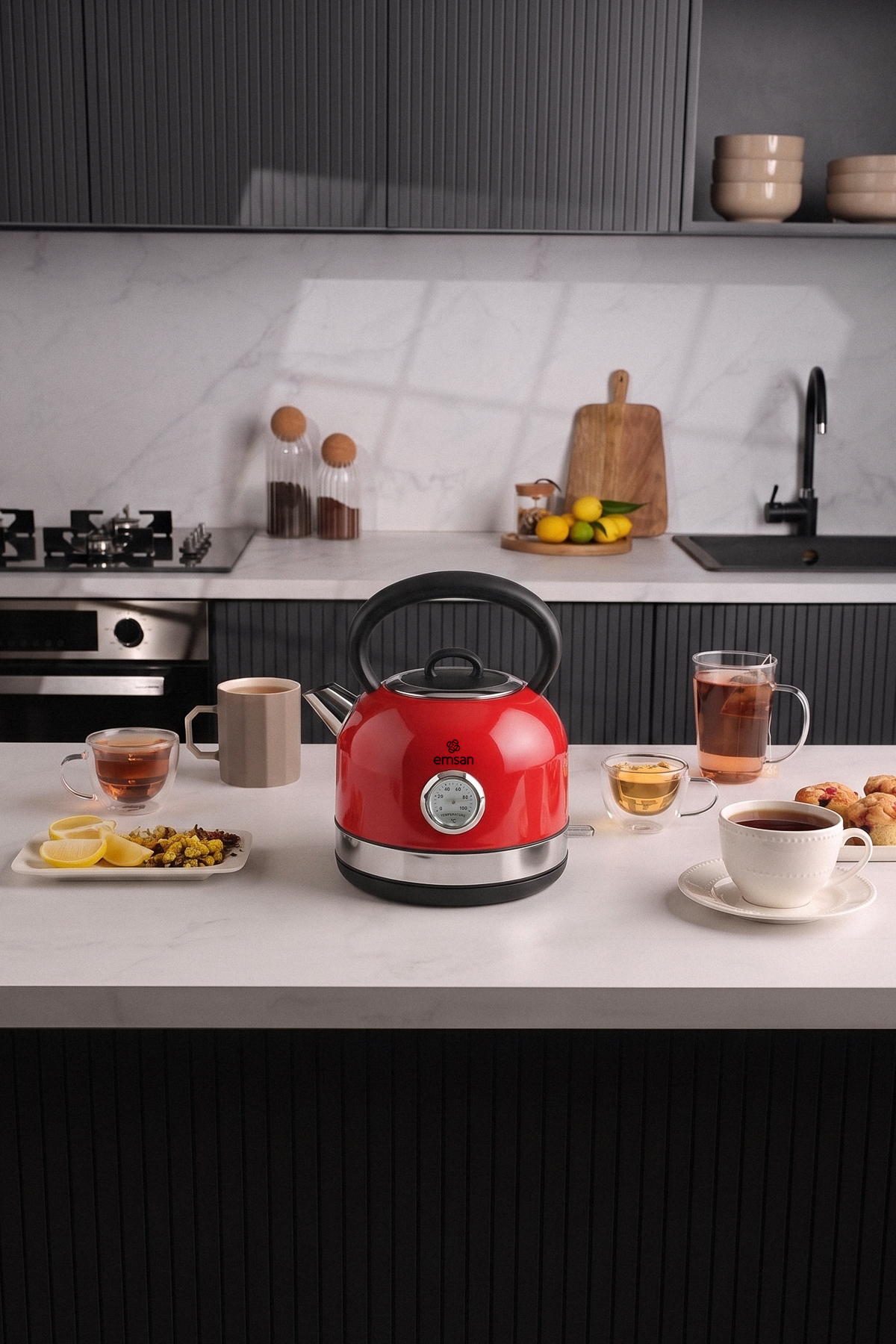 Emsan Retro Su Isıtıcısı 2202 Retro 2,2L Kırmızı 2200W