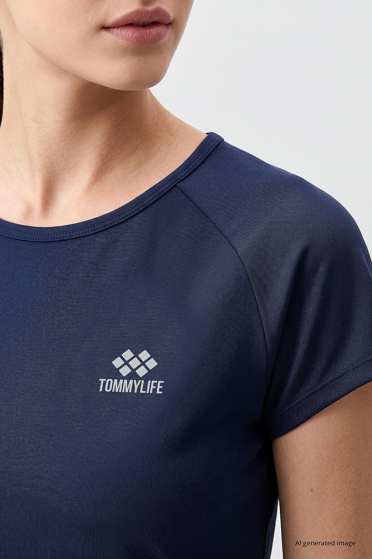 TOMMY LIFE Arka Detay Indigo Kadın Tshirt T05BY-97101_1 görsel 4