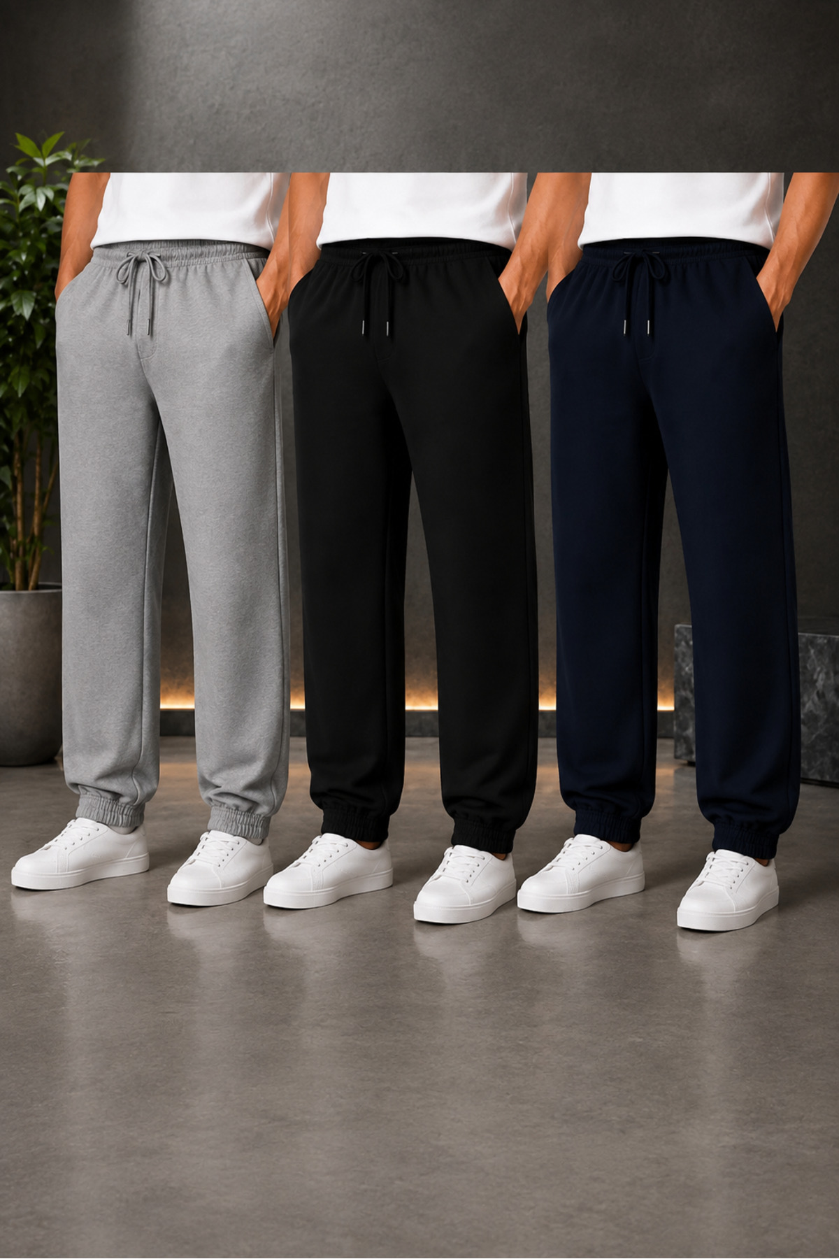 NETTENSTORE 3 ' lü set erkek rahat giyim jogger tarz eşofman altı