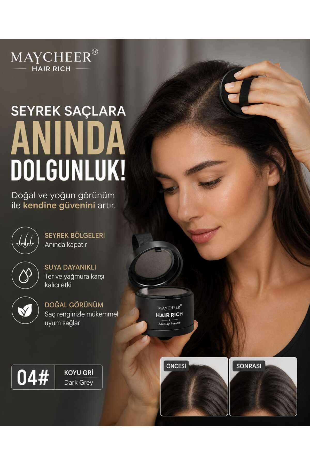 Hair Rich Saç ve Kaş Gölgelendirme Pudrası Kaş doldurma kaş farı kaş topik — مشکی 1001303030 — تصویر 2 از 8