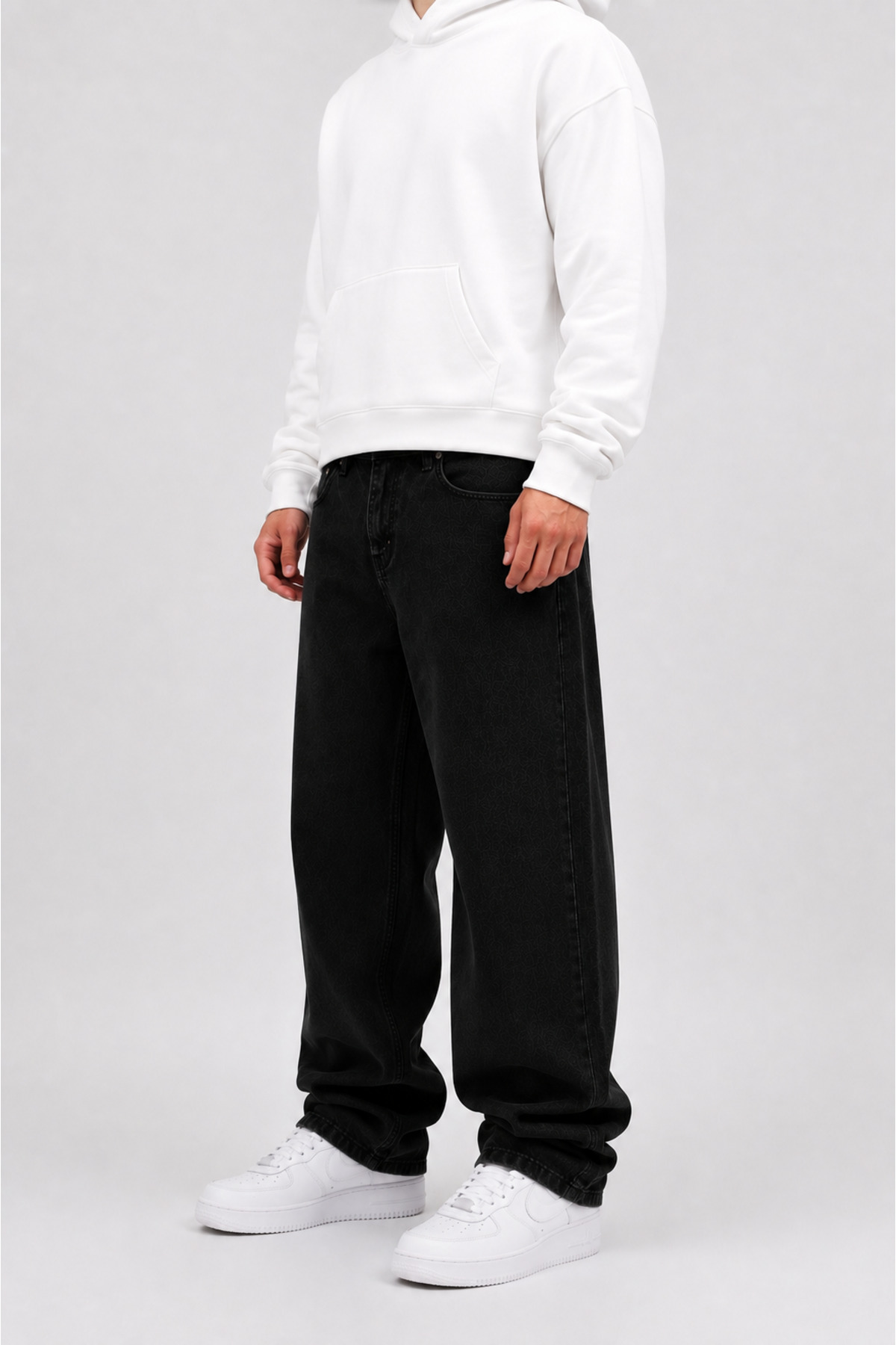 Lyvens Erkek Siyah Baggy Jean Pantolon görsel 2