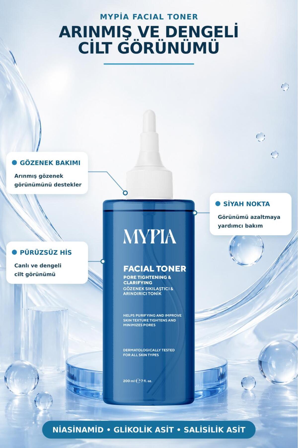 Canlandırıcı ve Gözenek Sıkılaştırıcı Tüm Ciltler Için Glikolik Asit Niacinamide Etkili Tonik 200 Ml — 8684149132208 — تصویر 3 از 7