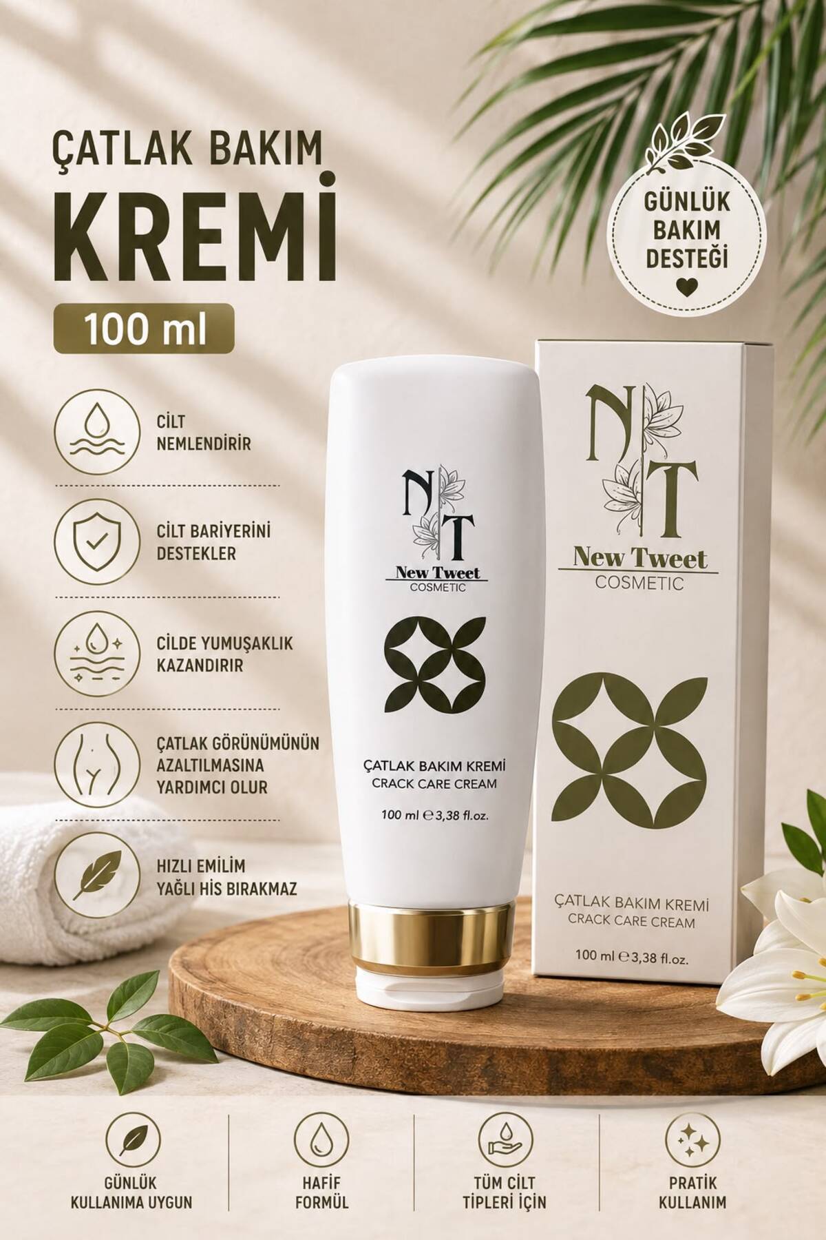 new tweet Çatlak Önleyici Bakım Kremi (selülit Çatlakları,sezeryan,karın,basen,göğüş Ve Kalça Için ) 100ml — 8684641662128