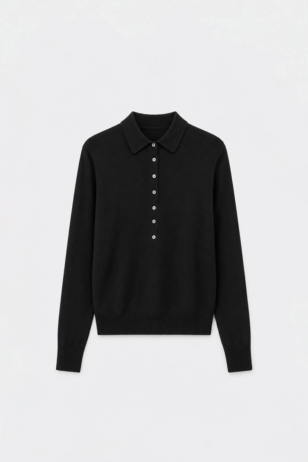 Suud Collection Siyah Carter Polo Yaka Triko Kazak görsel 4