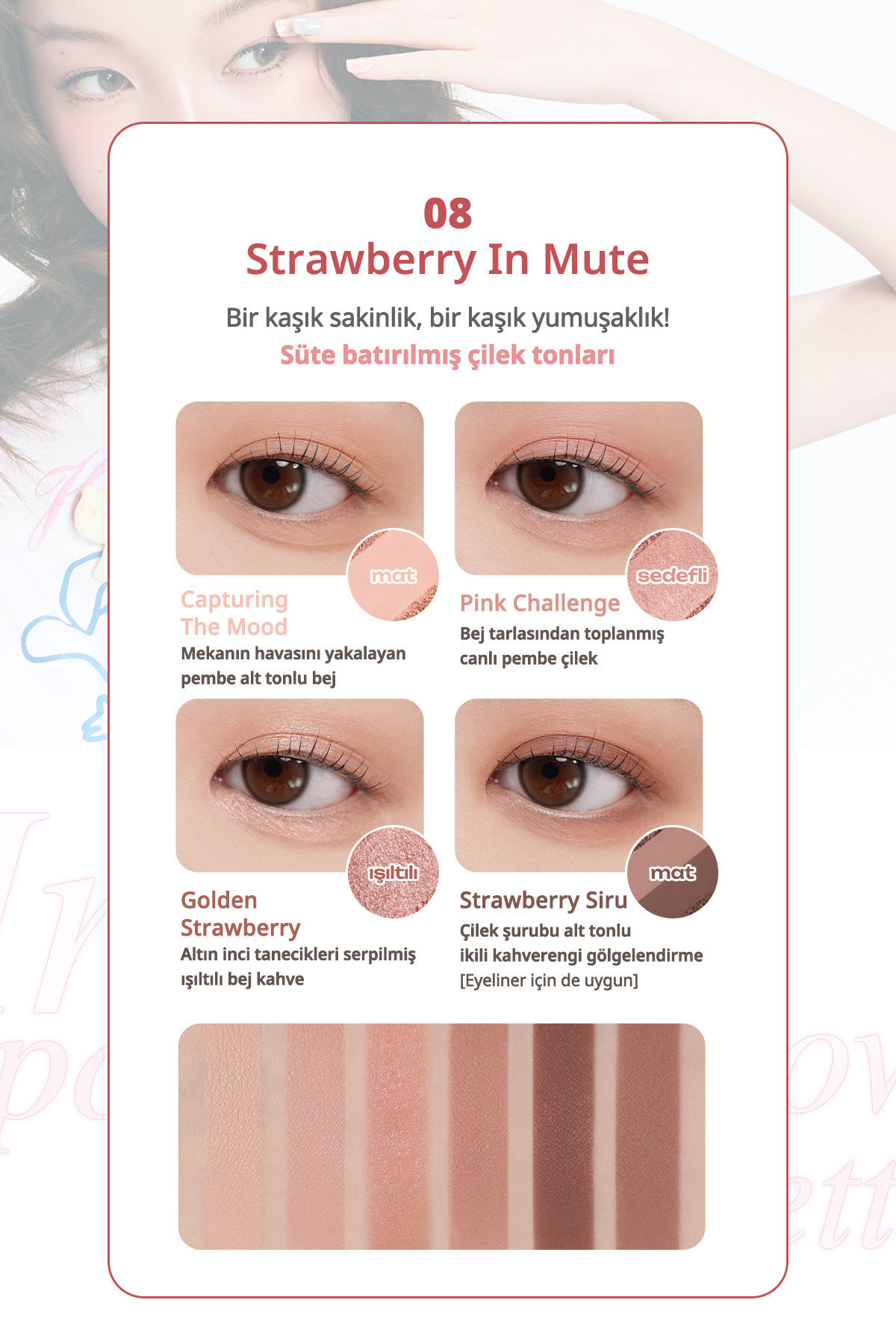 Mat, Işıltılı Tonlarda 4lü Far Paleti PERIPERA Ink Pocket Shadow Palette (08 Strawberry In Mute) — صورتی 6226 — تصویر 3 از 8