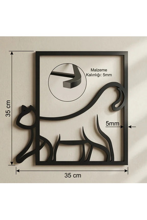 Bezos Modern Kedi Duvar Tablosu MDF Lazer Kesim Minimal Kedi Figürlü Duvar Sü...
