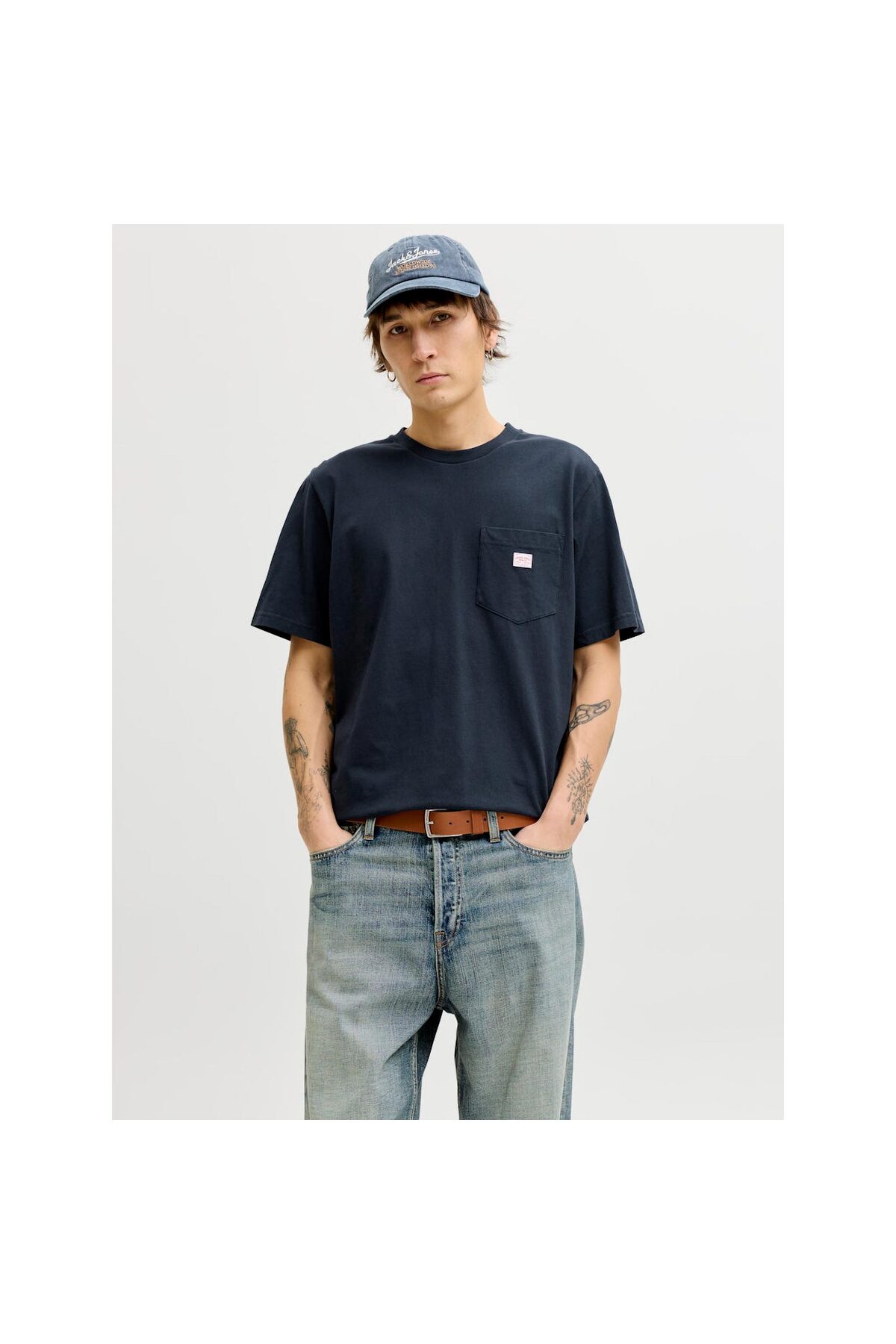 تی‌شرت سرمه‌ای مردانه Caleb (12293019-SKYC) جک اند جونز تی شرت ورزشی Jack & Jones