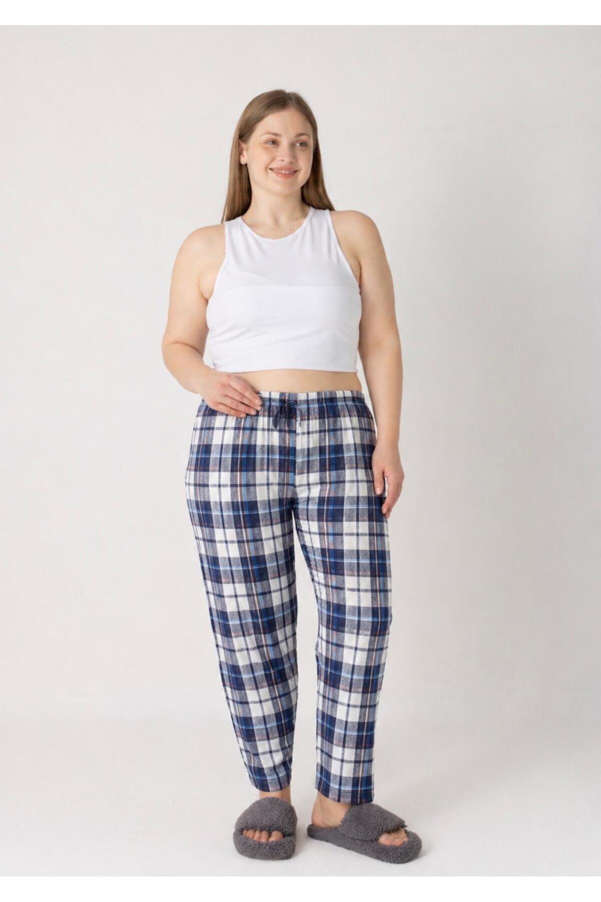 LOTTEBELLA 3Lü Paket Büyük Beden Pamuklu İnce Nefes Alabilen Kumaş Desenli Pijama Altı görsel 3