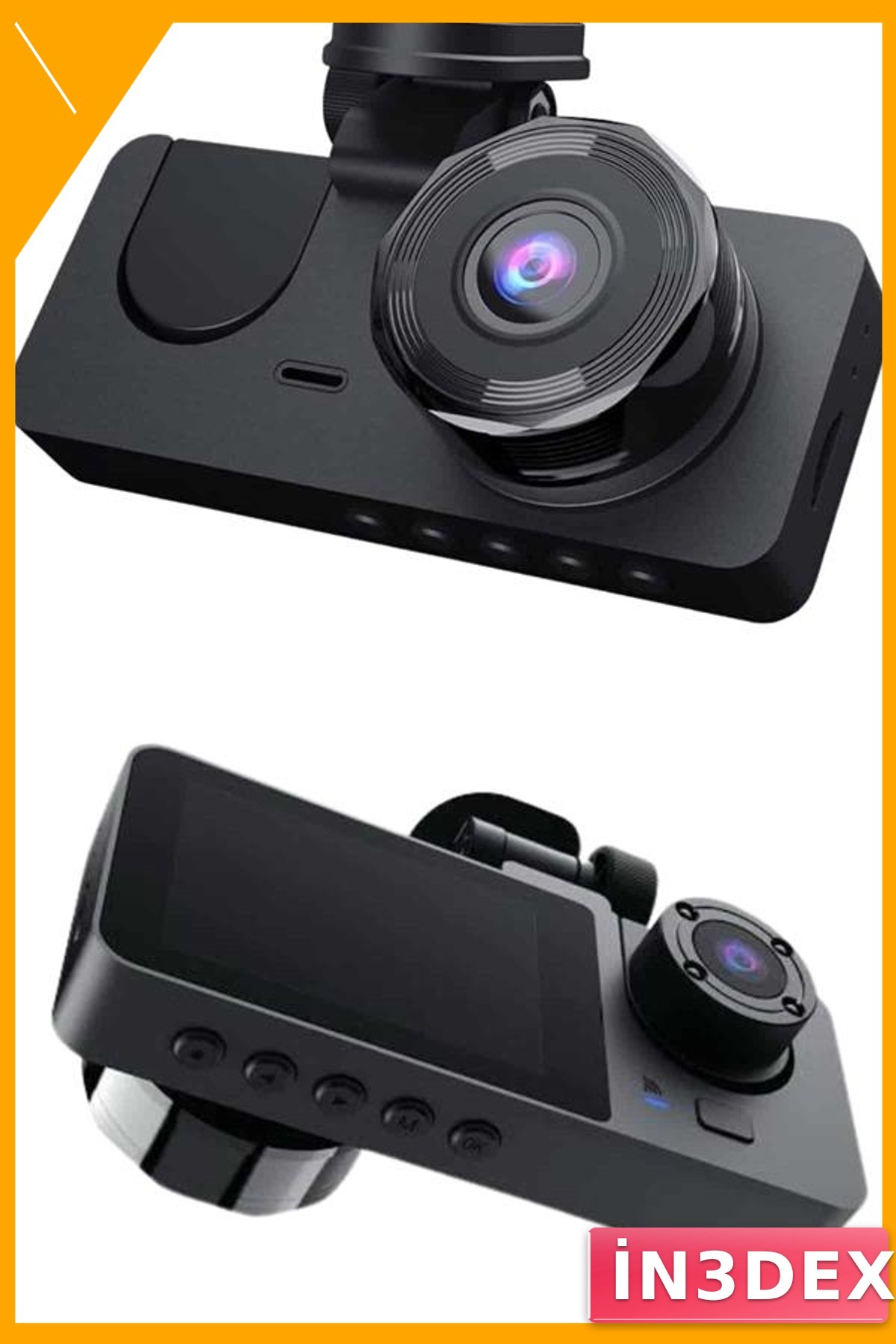 3 Kameralı Araç İçi Kayıt Sistemi HD DVR 2.0in Ekran Ön İç Arka