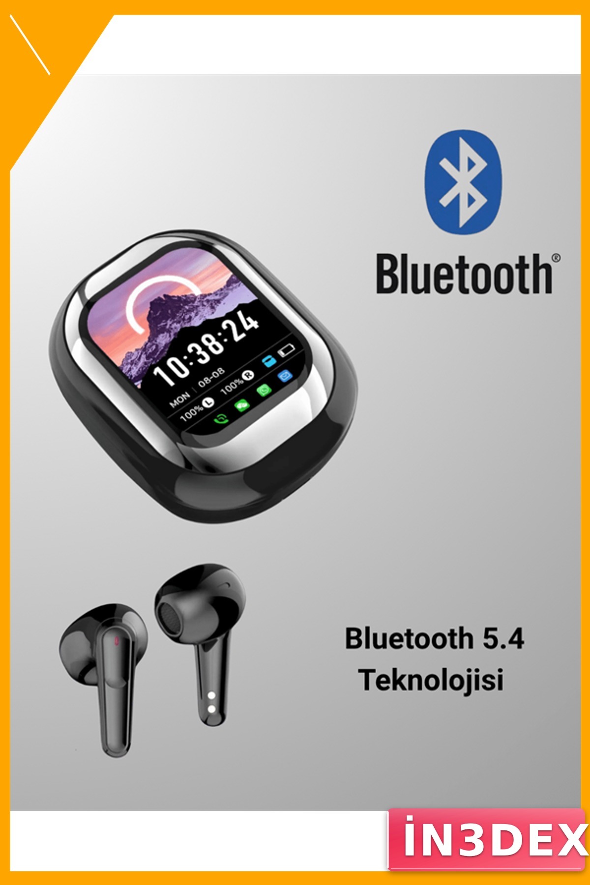 Bluetooth 5.4 Kulak İçi Kulaklık LED Ekranlı Oyun ve Müzik Modu