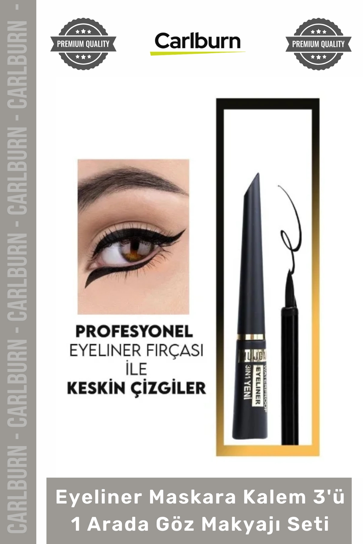 #Kozmetik Siyah Suya Dayanıklı Dolgun Kalıcı Eyeliner Maskara Kalem 3'ü 1 Arada Göz Makyajı Seti — رنگارنگ 53549 Geçirmez Akmaz Kaymaz Kadın — تصویر 2 از 5