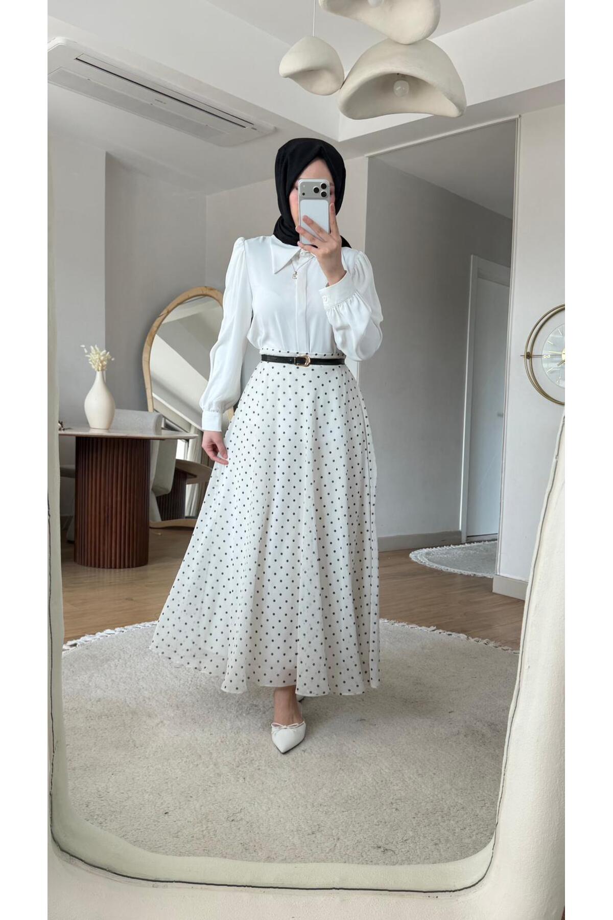 New Season Polka Dot Chiffon Tulle Skirt Lined (WITH BELT GIFT )