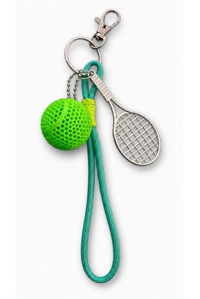 Dinç Spor Metal Raket Anahtarlık Pro Mini Tenis Seti Yeşil Toplu Çanta Aksesuarı