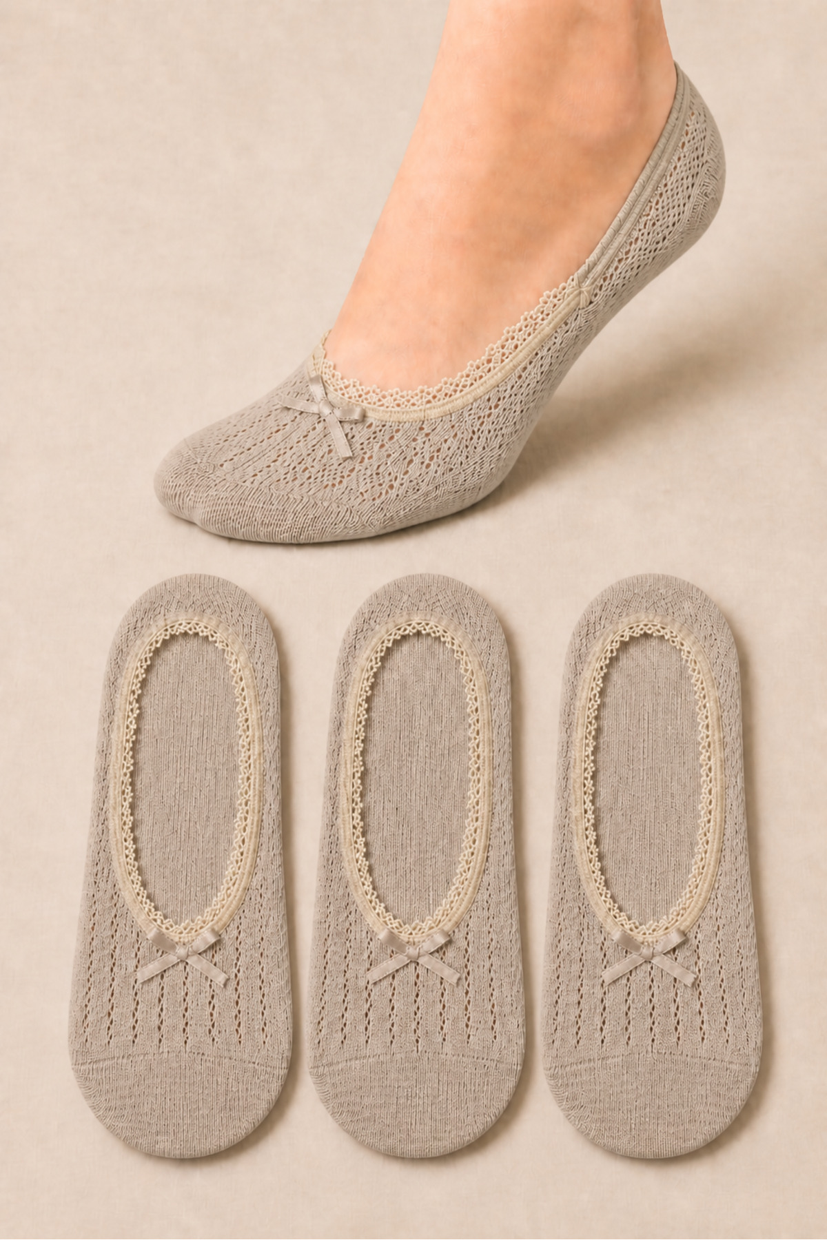 Women's No Show Socks with 3 Pairs of Accessories