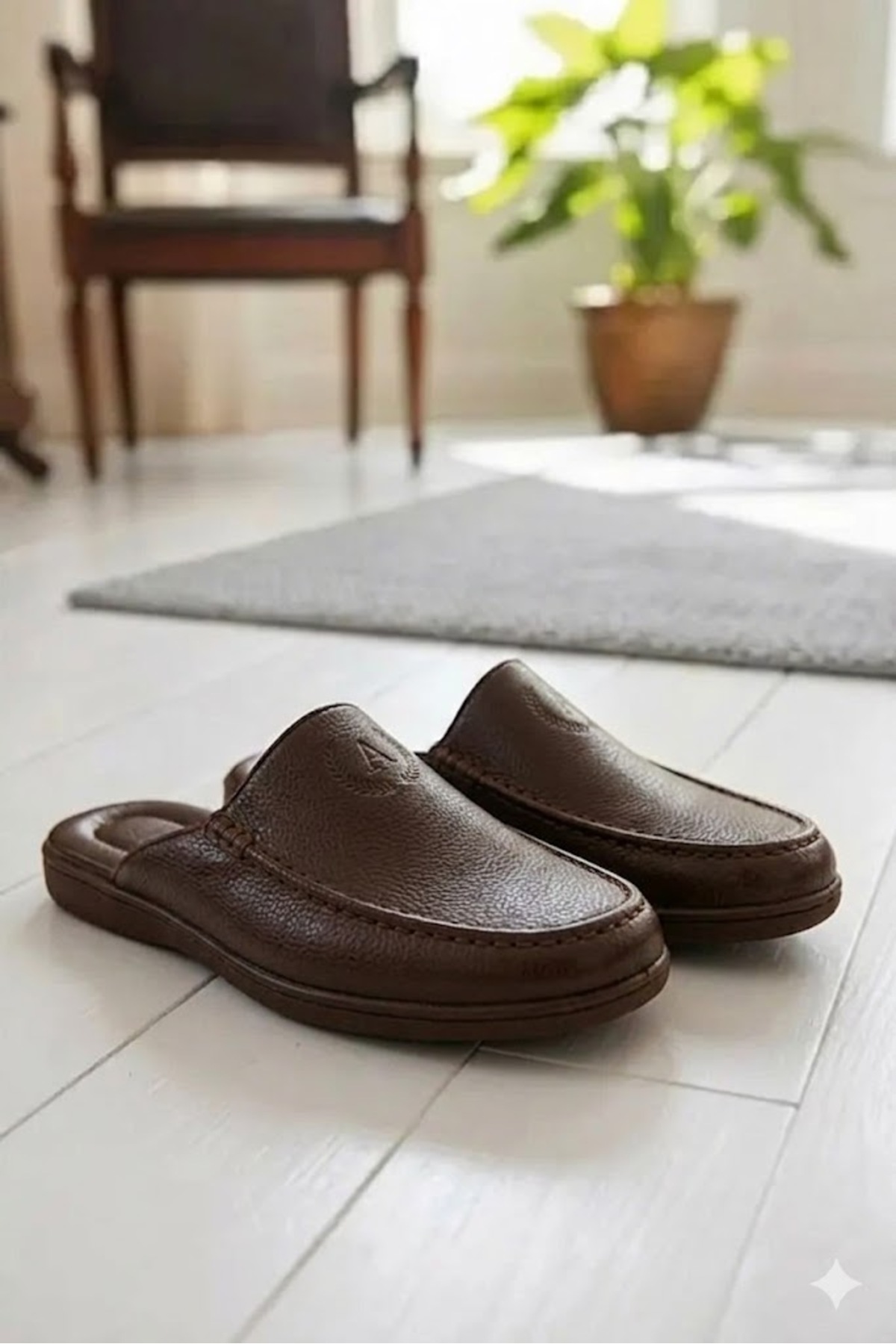 Didaly El işçilikli Nakışlı Lüks Kahverengi (Yeni Moda Renk) Erkek Misafir Ev Çeyiz Ve Damat Terliği görsel 2