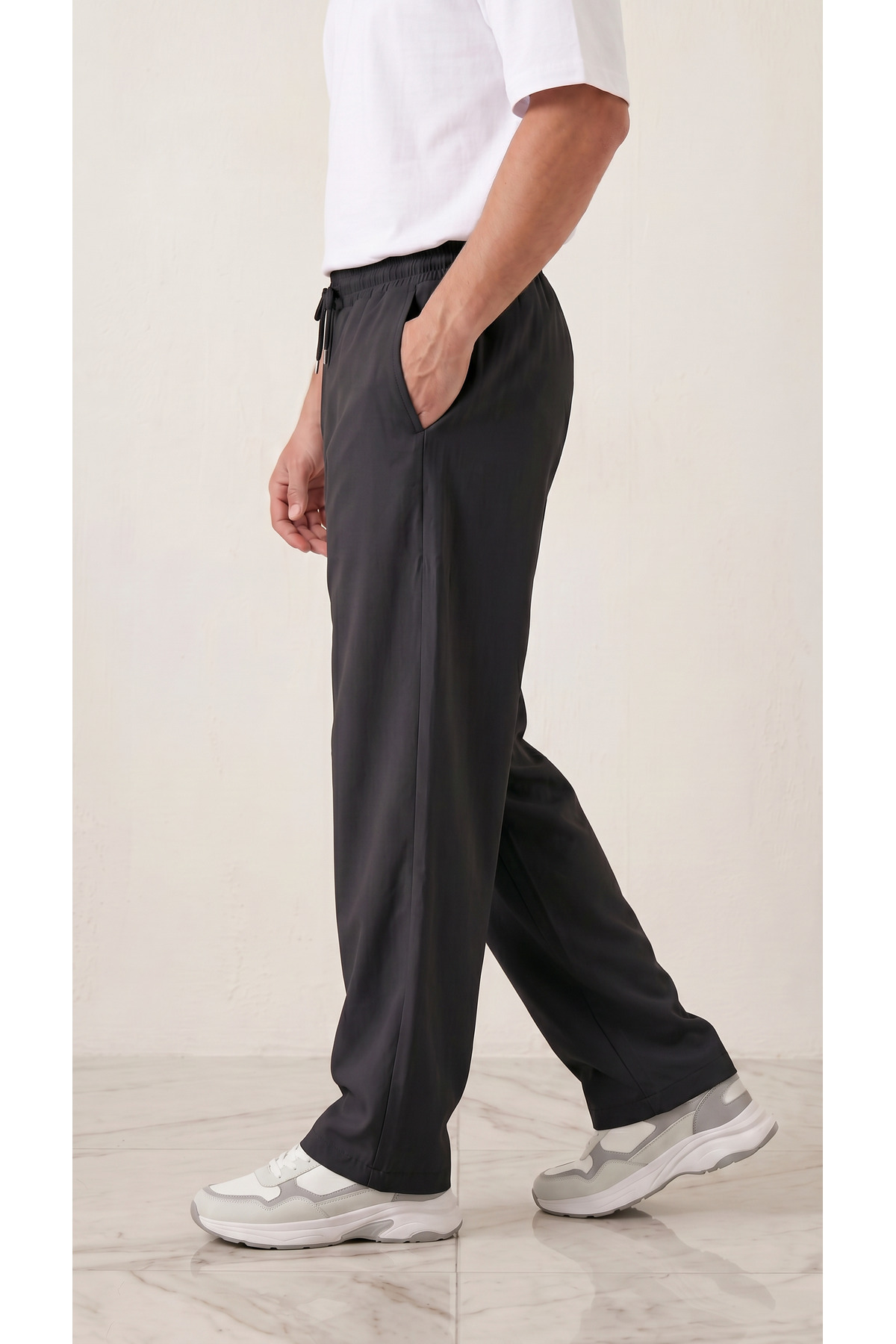 zazzia Erkek Siyah Paraşüt Kumaş Baggy Oversize Bol Kesim Eşofman Altı görsel 5