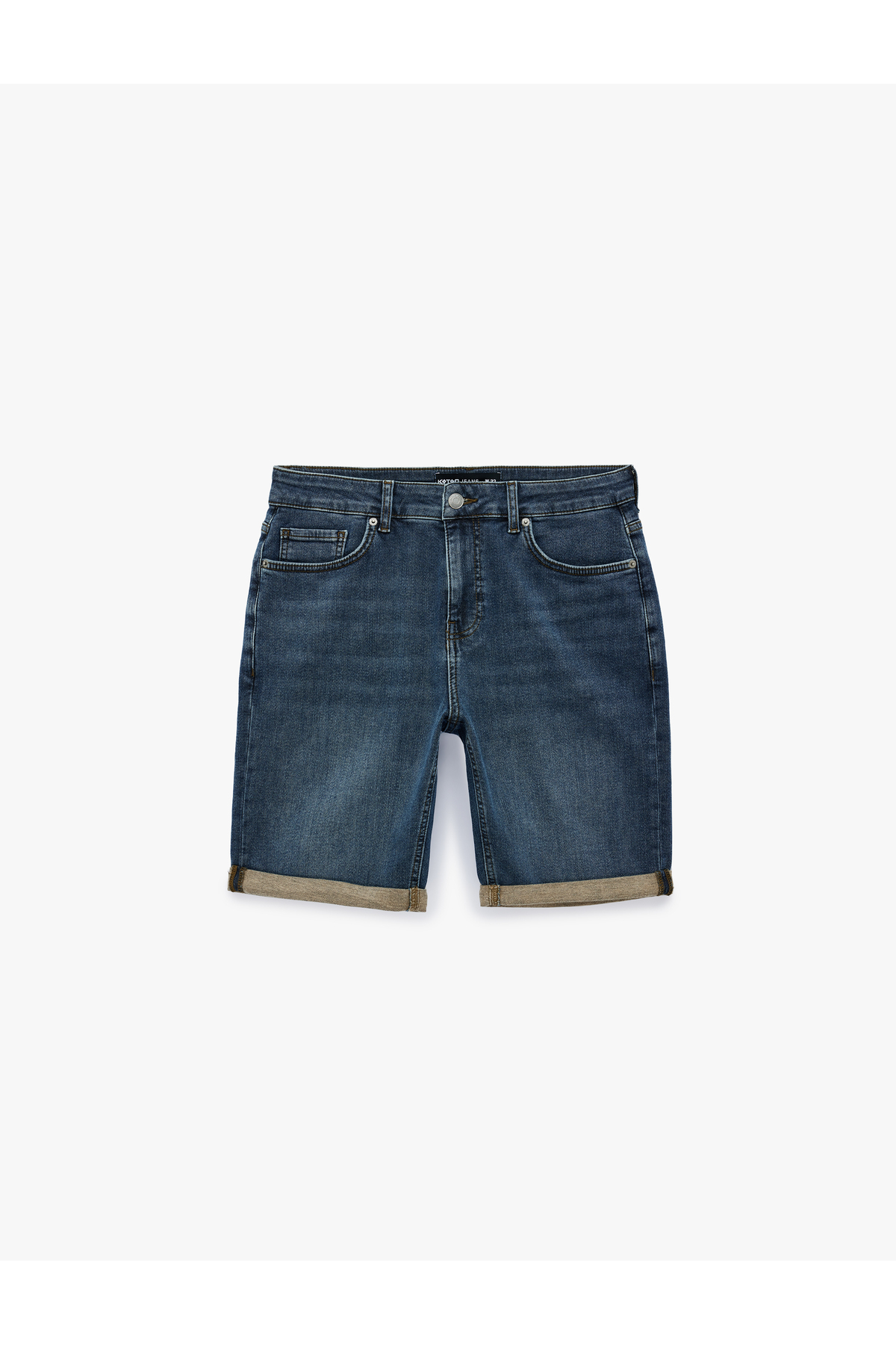 Koton Normal Bel Pamuklu Bermuda Slim Fit Jean Şort görsel 3