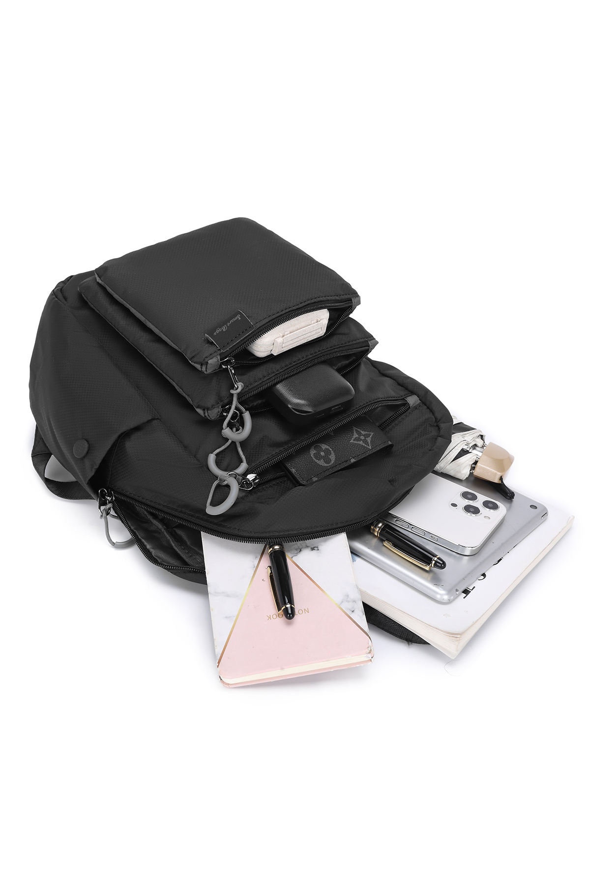 SMART BAGS Siyah Günlük Orta Boy Hafif Kumaş Kadın Sırt Çantası görsel 8